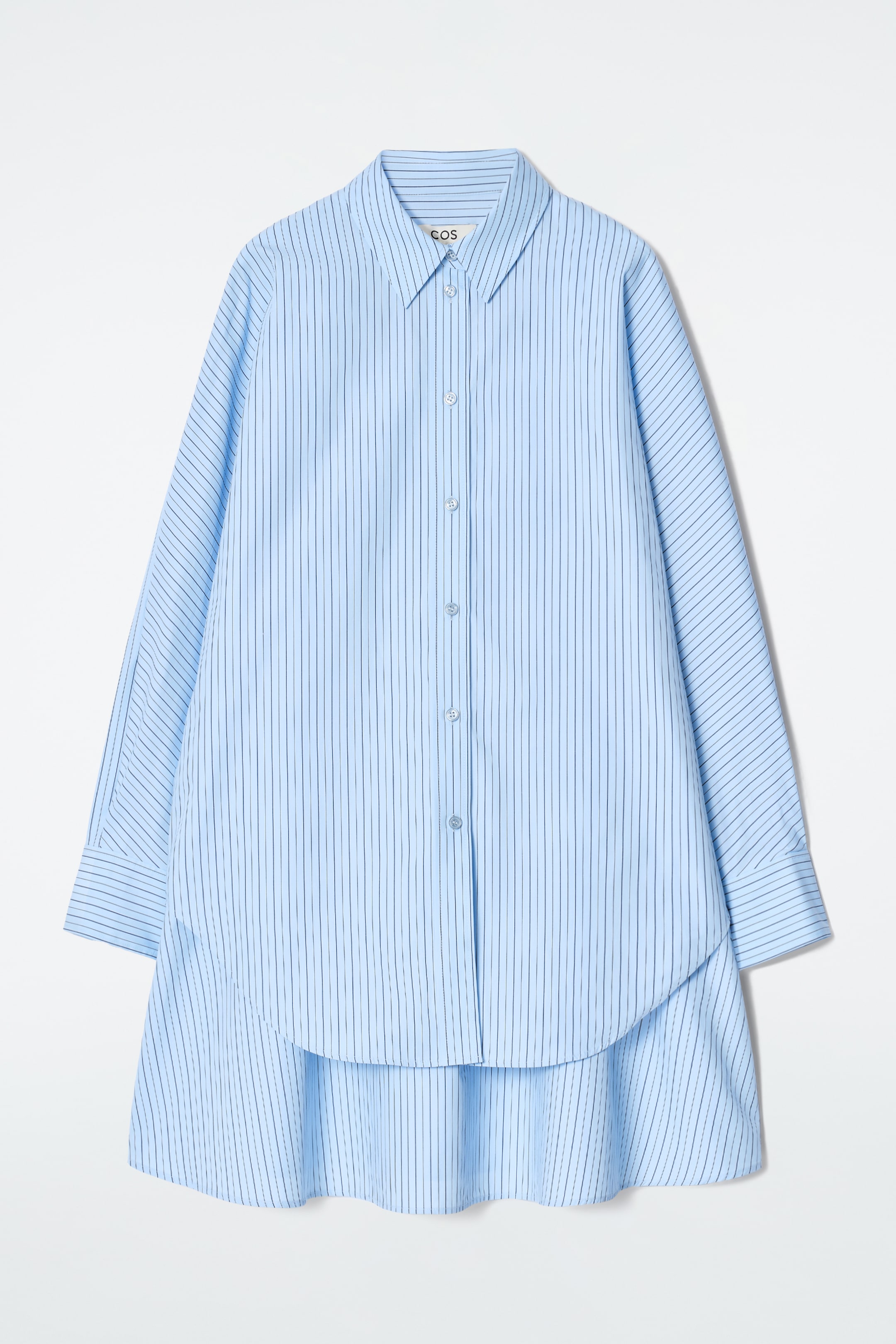 Ingrandisci l'immagine: LAYERED STRIPED TRAPEZE SHIRT DRESS - BLUE / STRIPED - DONNA | H&M CH 8