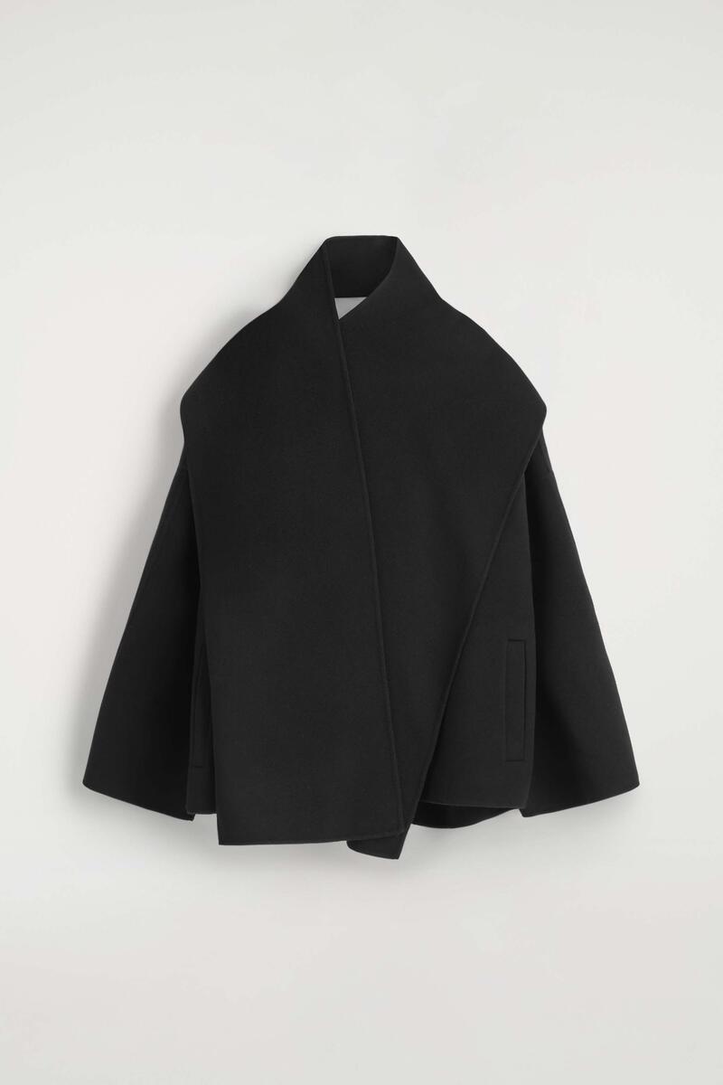 Cos Double-faced Wool-blend Scarf Jacket In Black