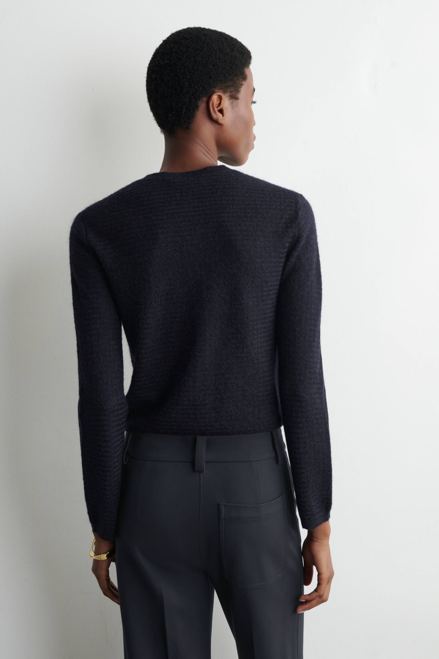 STRICKJACKE AUS MOHAIR-MIX MIT ZICKZACK-MUSTER - NAVYBLAU/GRÜN - 3