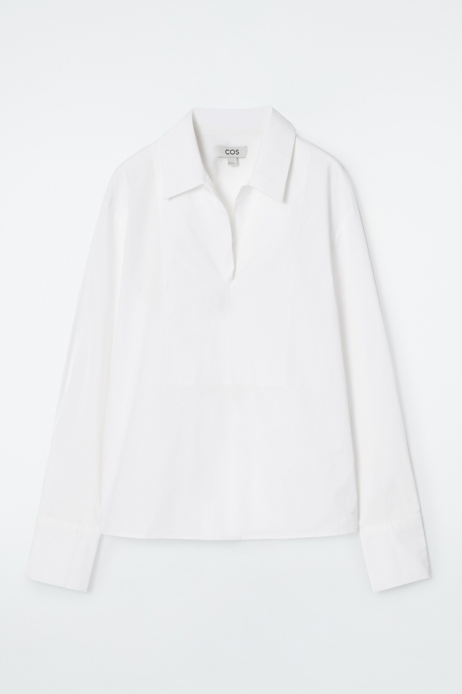 RELAXED BIB-COLLAR POPLIN SHIRT - WHITE - 1