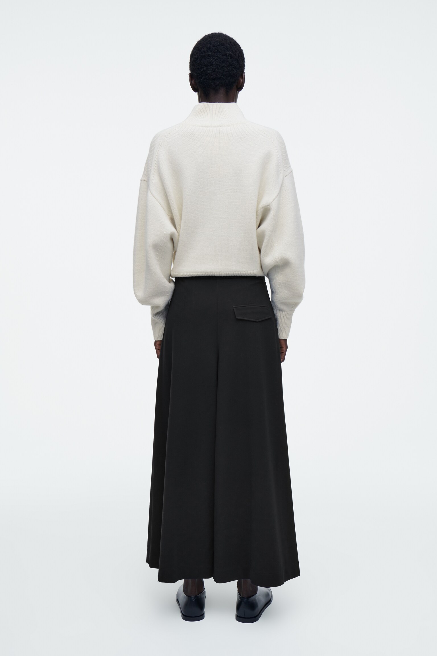 PANTALON LARGE ET COURT - BLEU MARINE/VERT CLAIR - 7