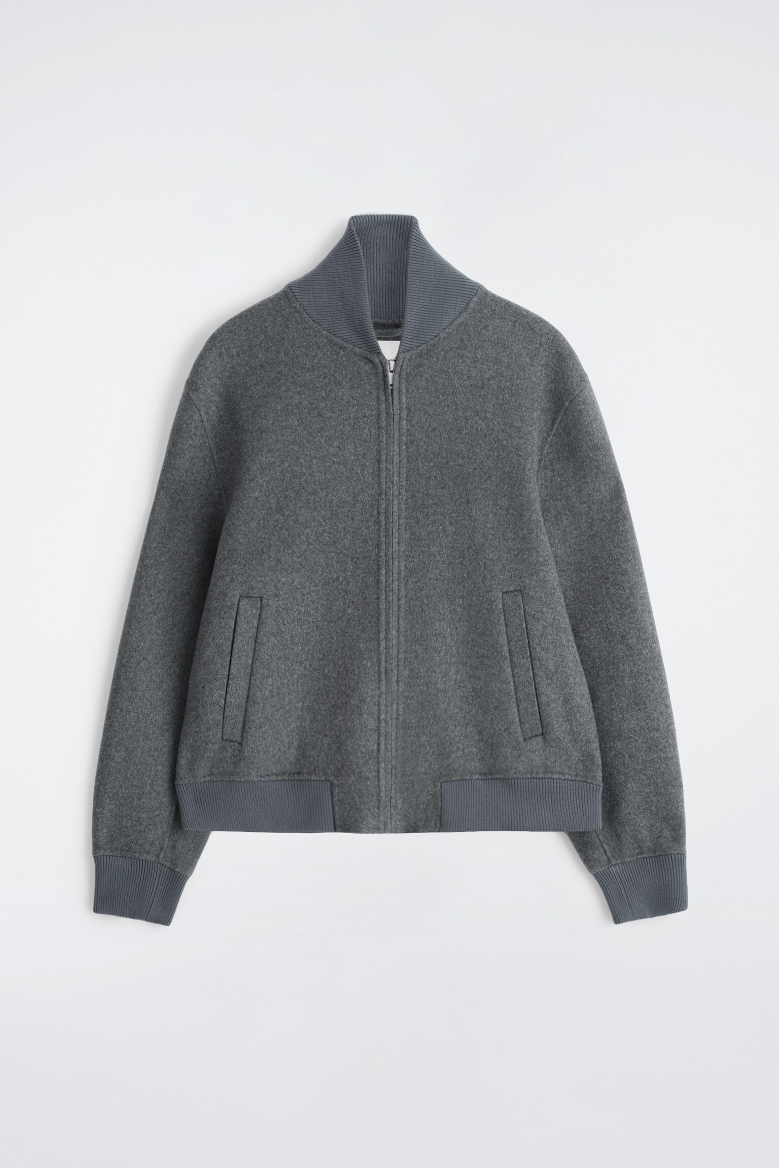 BOMBERJACKE AUS DOUBLEFACE-WOLLE - Dunkelgrau/NAVYBLAU - 2