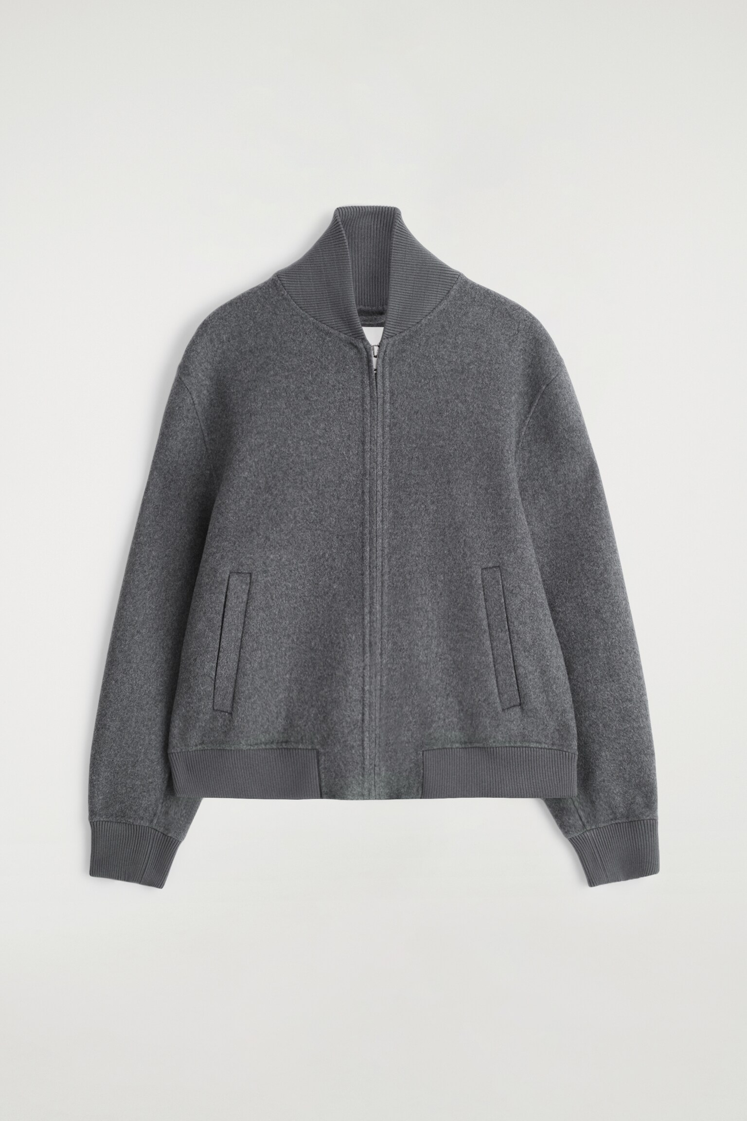 CHAQUETA BOMBER DE LANA - GRIS OSCURO - 2