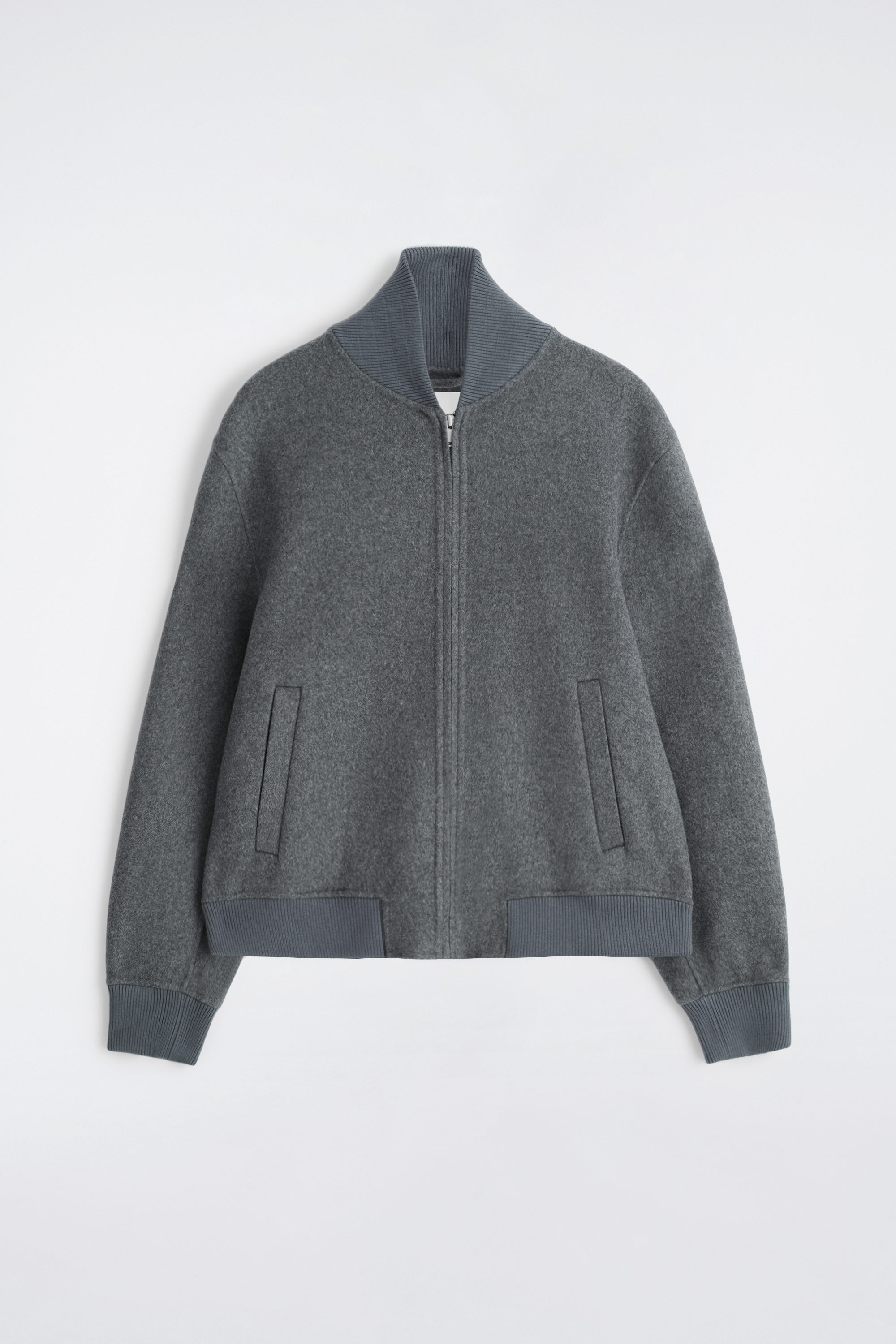KNITTED WOOL BOMBER JACKET - GREY | COS