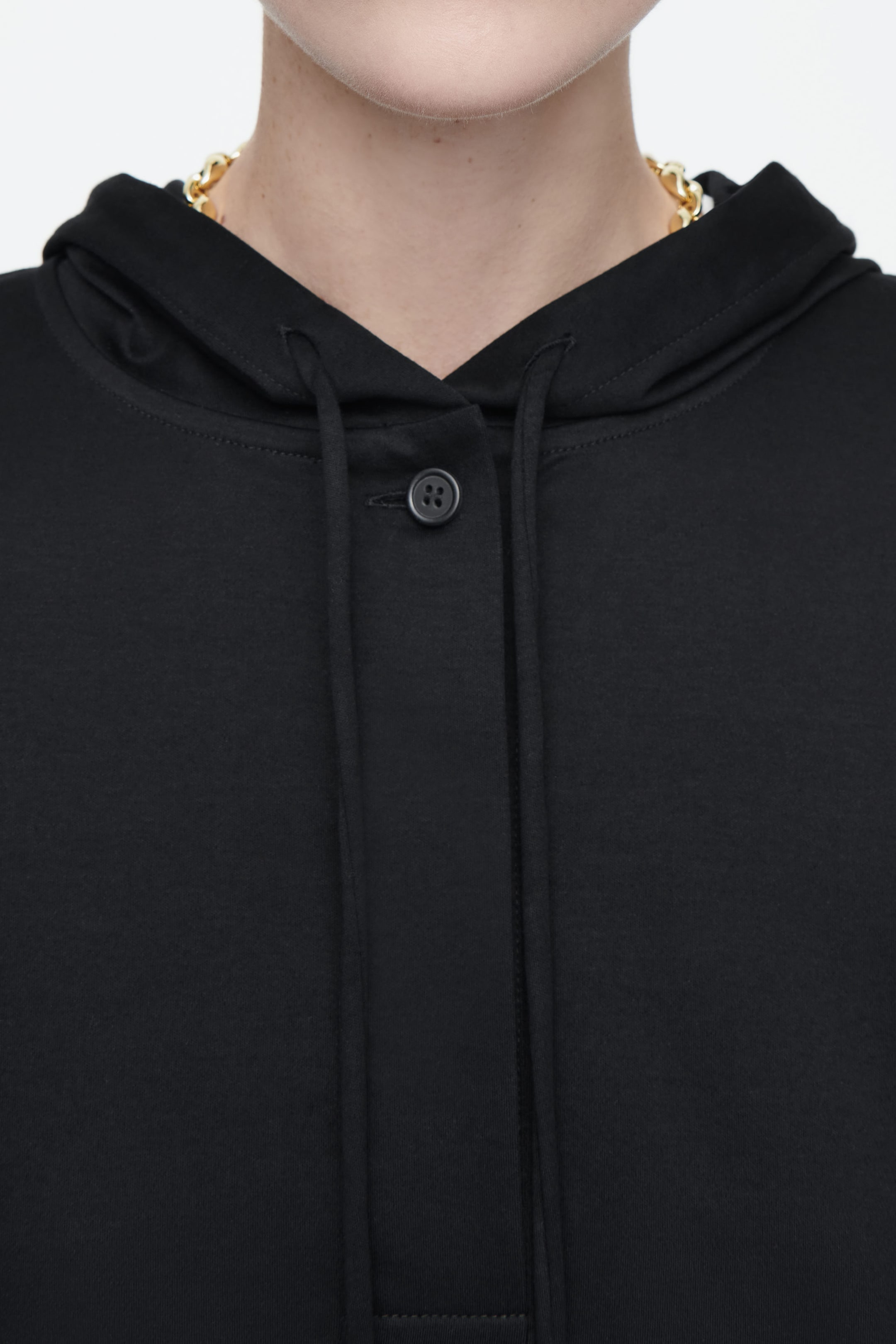 BUTTONED LIGHTWEIGHT JERSEY HOODIE