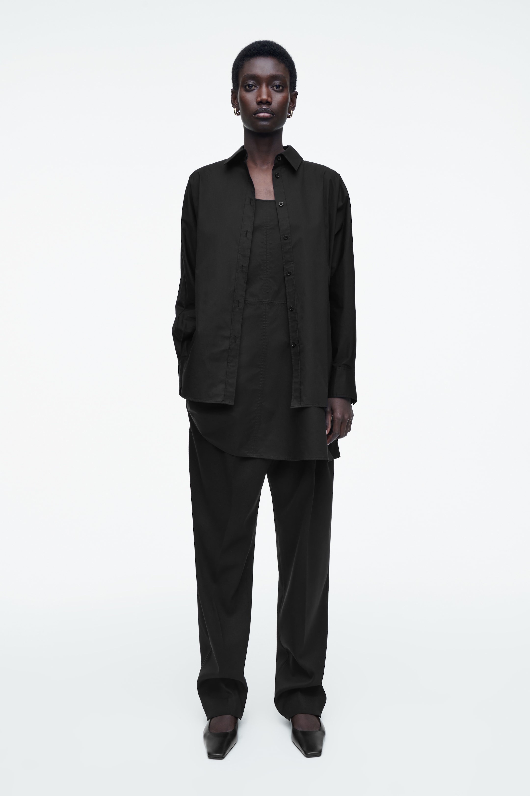 Ingrandisci l'immagine: LAYERED TRAPEZE SHIRT DRESS - BLACK - DONNA | H&M CH 2