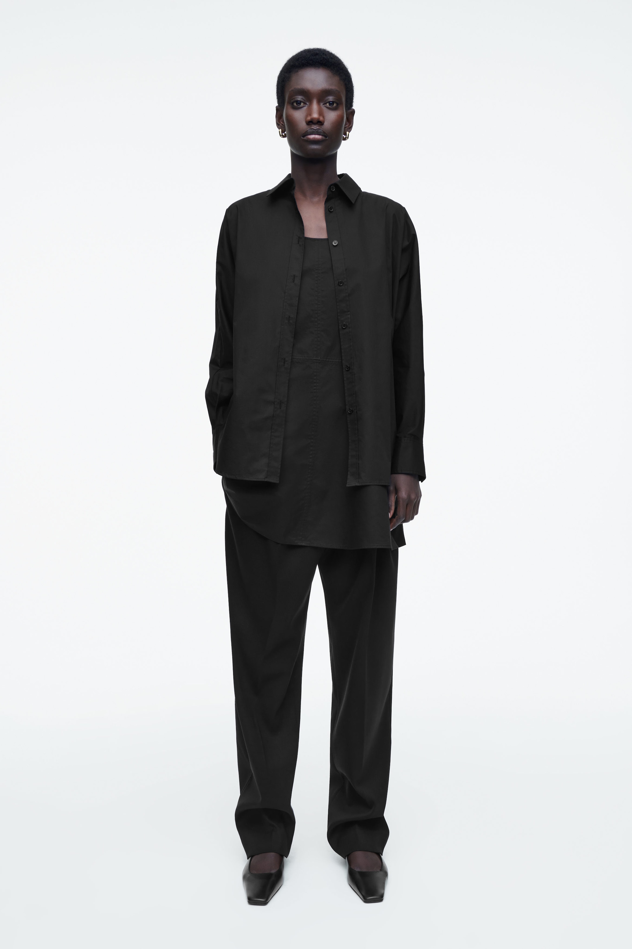 LAYERED TRAPEZE SHIRT DRESS