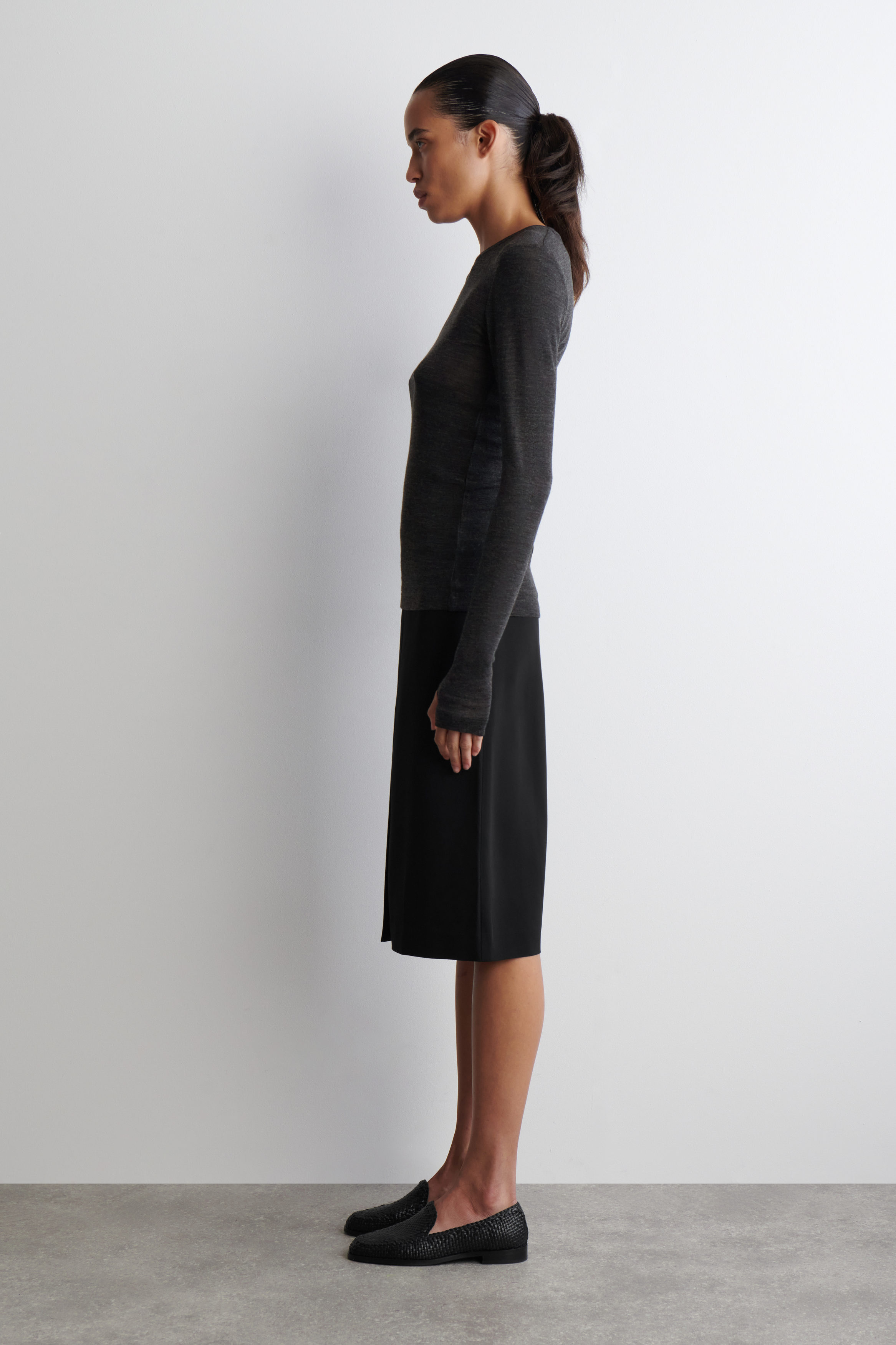 SLIM MERINO WOOL SWEATER - CHARCOAL MÉLANGE | COS US