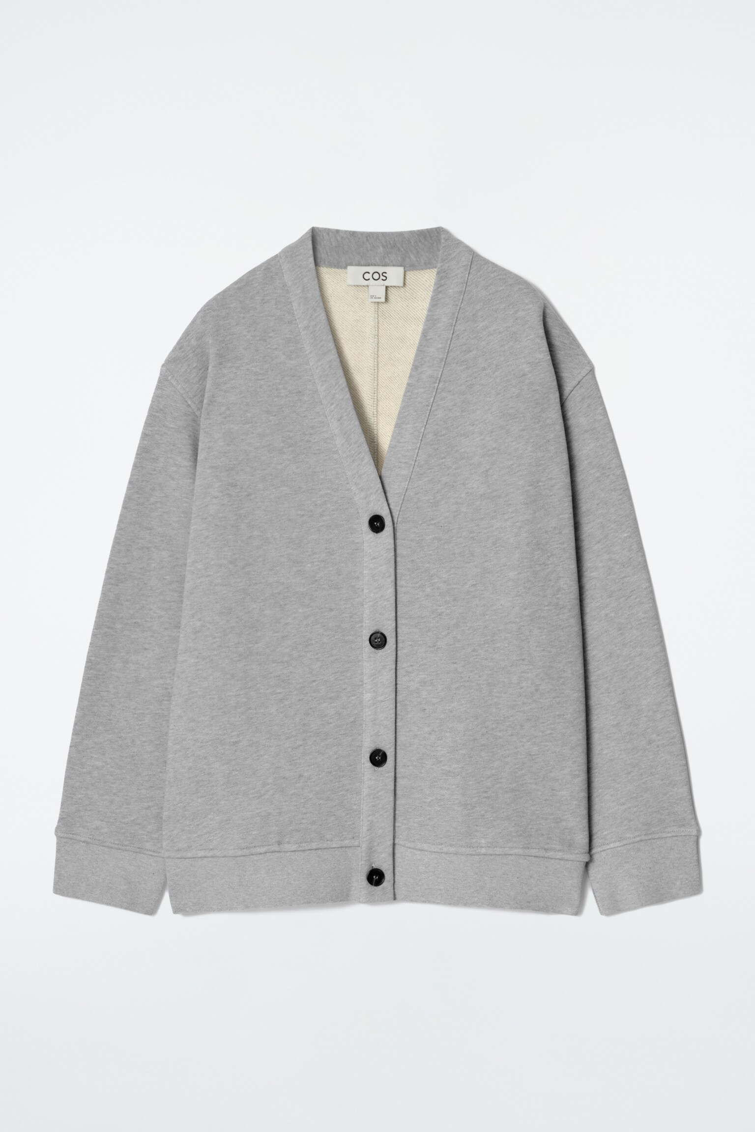 DOUBLE-FACED JERSEY V-NECK CARDIGAN - GREY MÉLANGE - 2