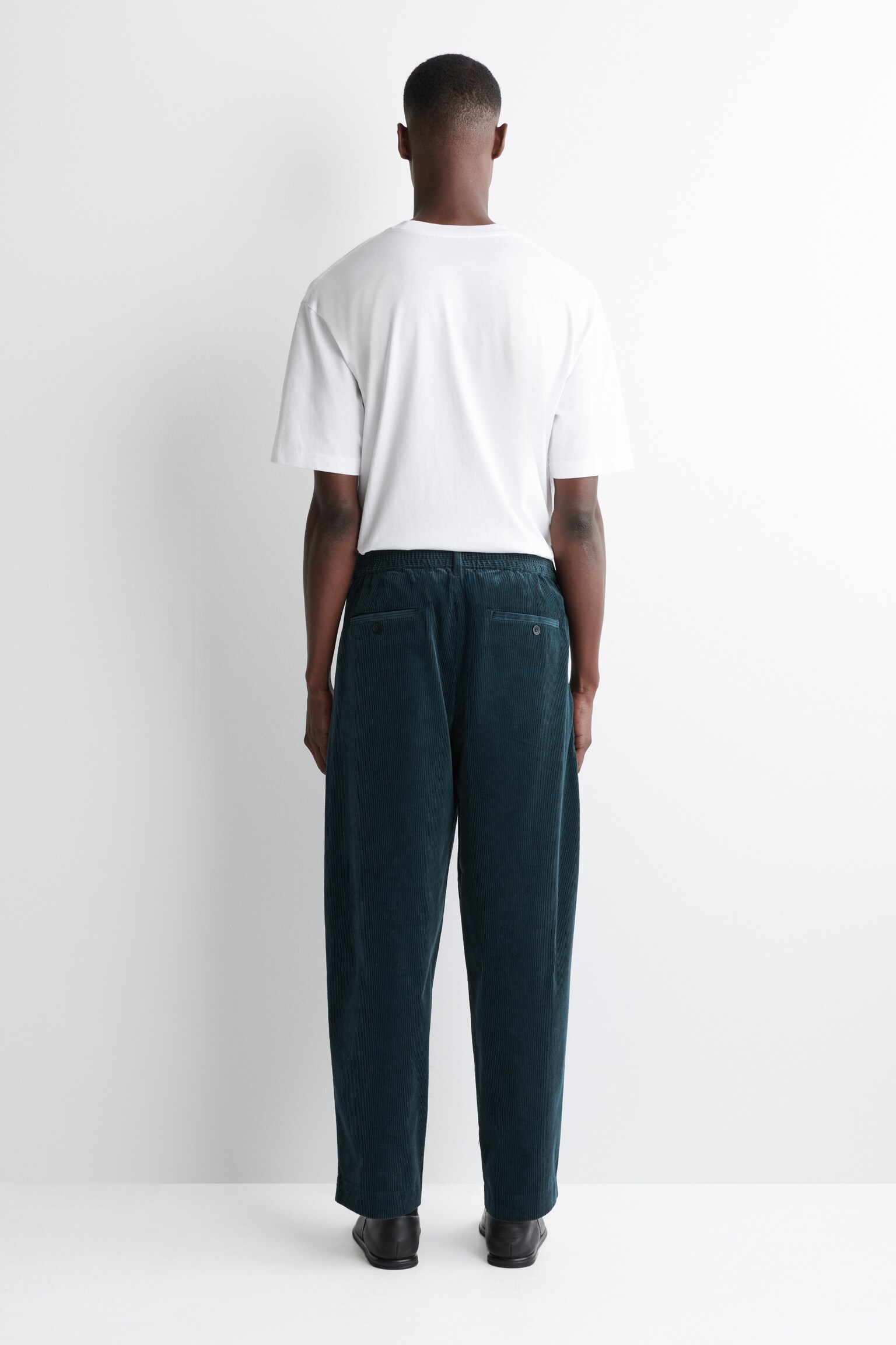 CORDUROY WIDE-LEG TROUSERS - DARK TURQUOISE/BLACK - 3