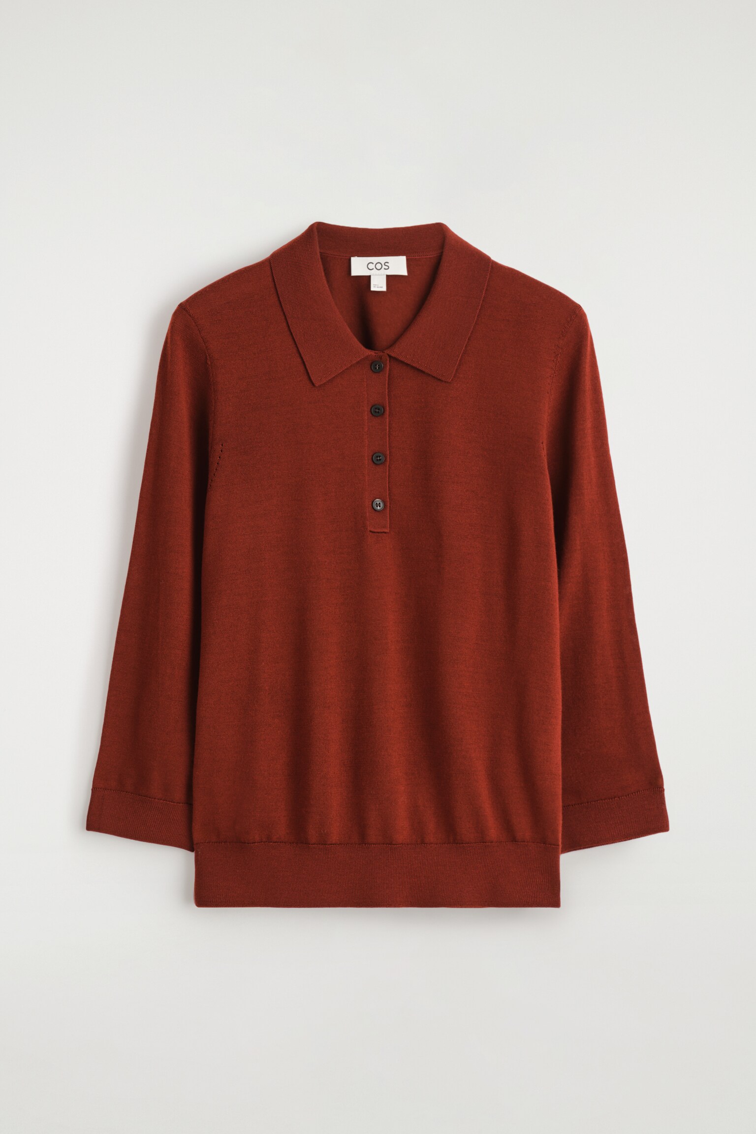 POLOPULLOVER AUS MERINOWOLLE - ROSTBRAUN/SCHWARZ/GRAU MELIERT - 2