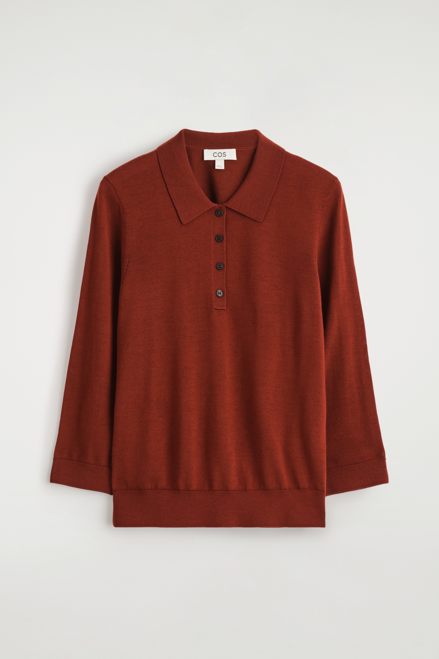 PULL POLO EN LAINE MÉRINOS - ROUILLE/GRIS CHINÉ/NOIR - 2
