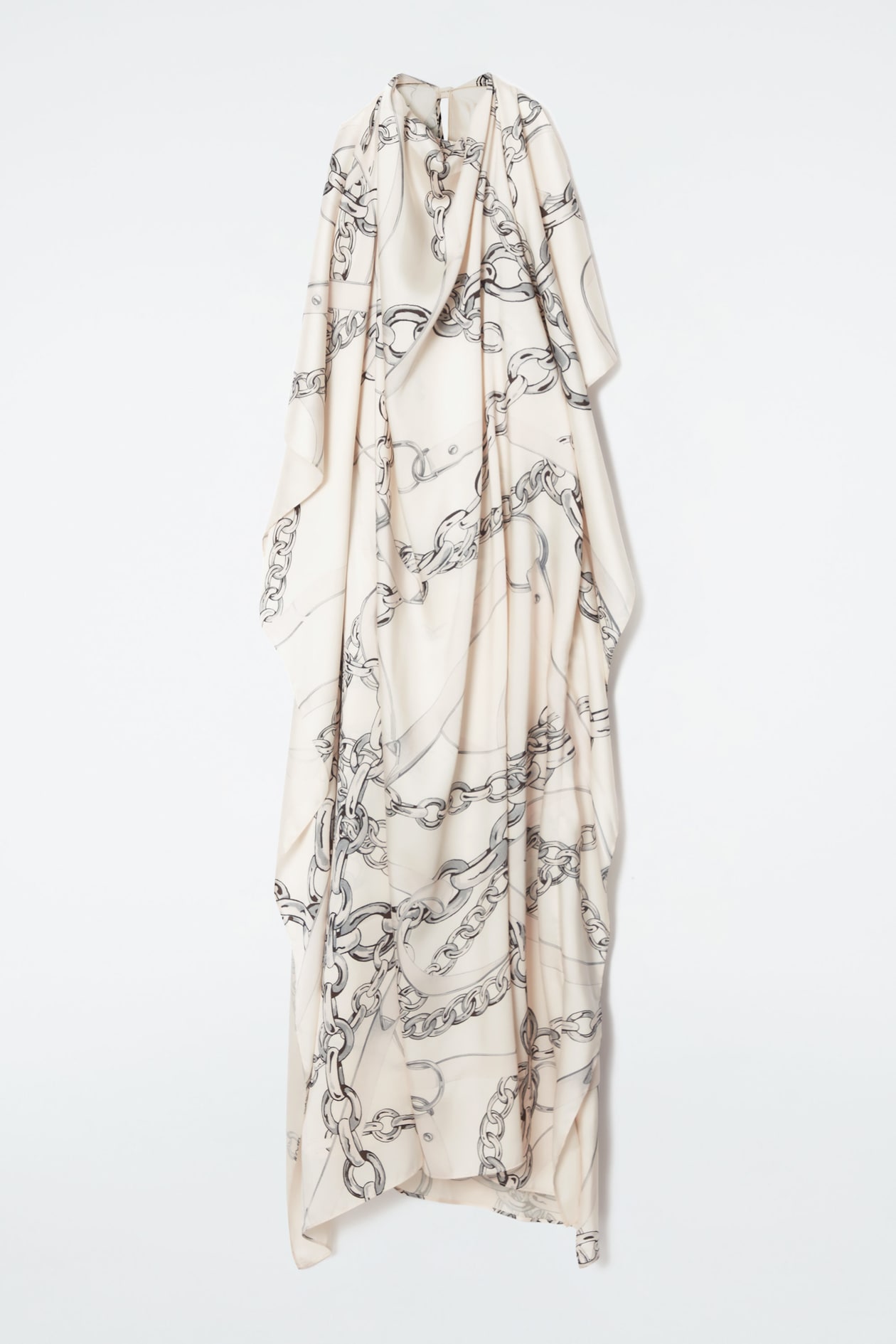ROBE MIDI ASYMÉTRIQUE IMPRIMÉ CHAÎNES - BLANC / IMPRIMÉ | COS
