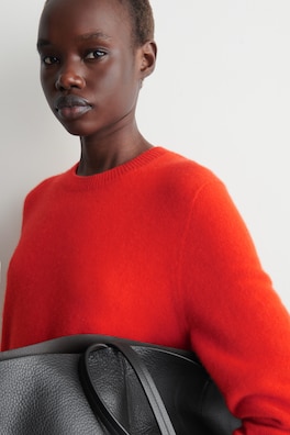 PURE CASHMERE CREW-NECK SWEATER — ORANGE 5