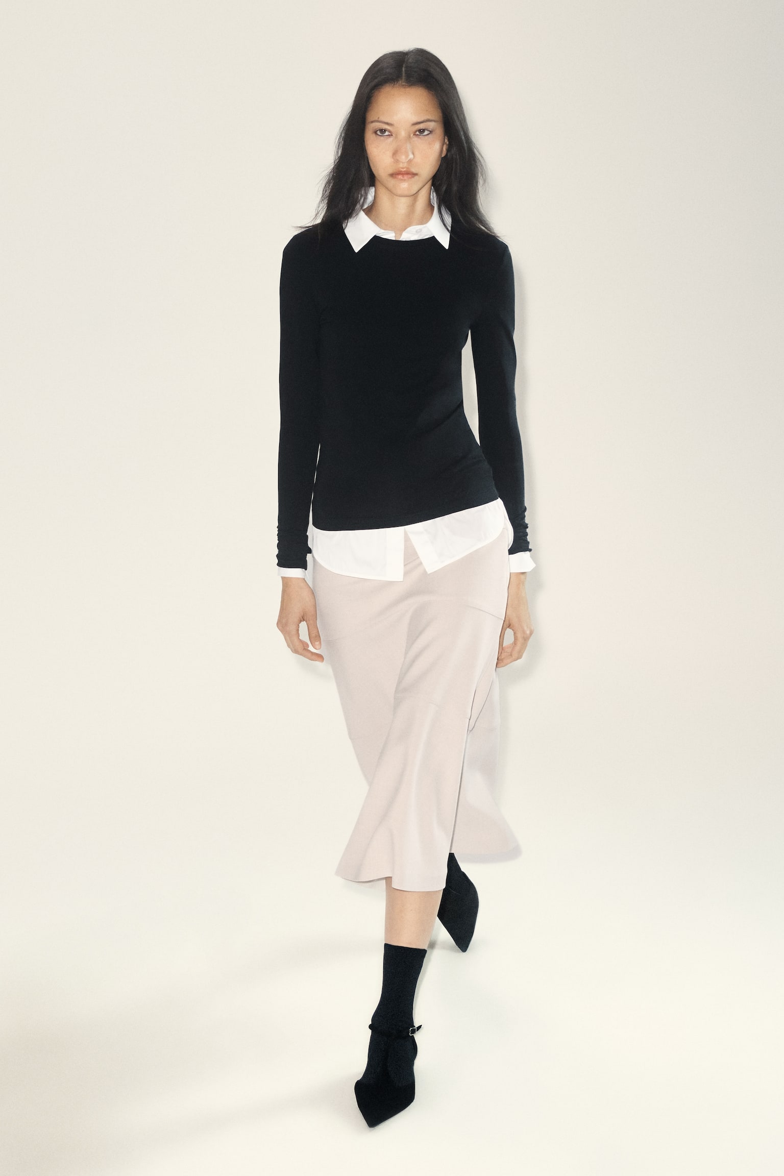 MIDIROCK IN A-LINIE - HELLES BEIGE/Dunkelgrau - 6