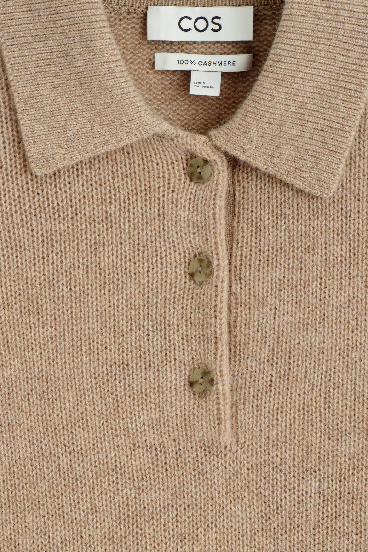 Camisola polo em caxemira - bege mesclado - 6