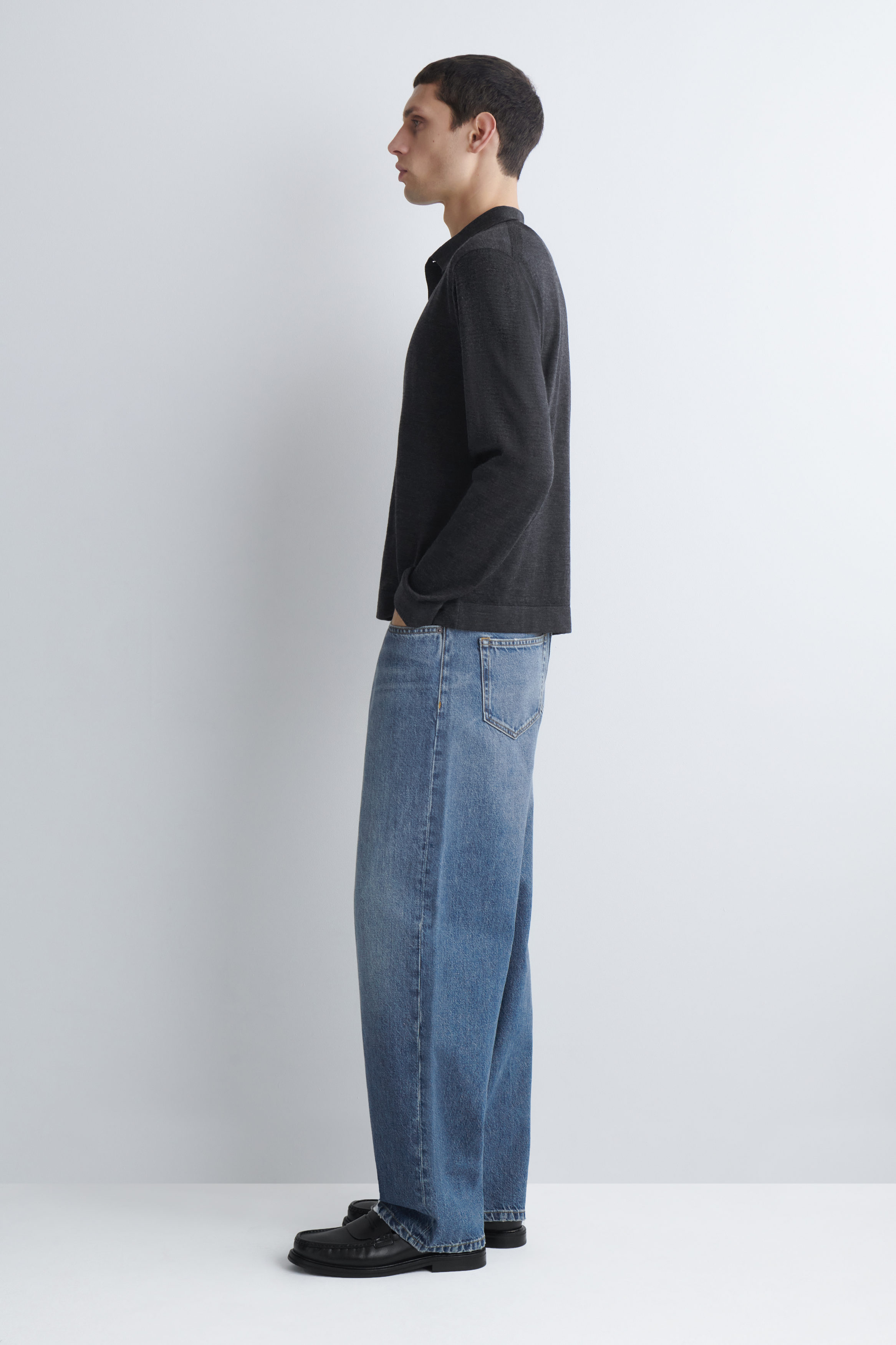 KNITTED MERINO WOOL SHIRT - CHARCOAL | COS CH
