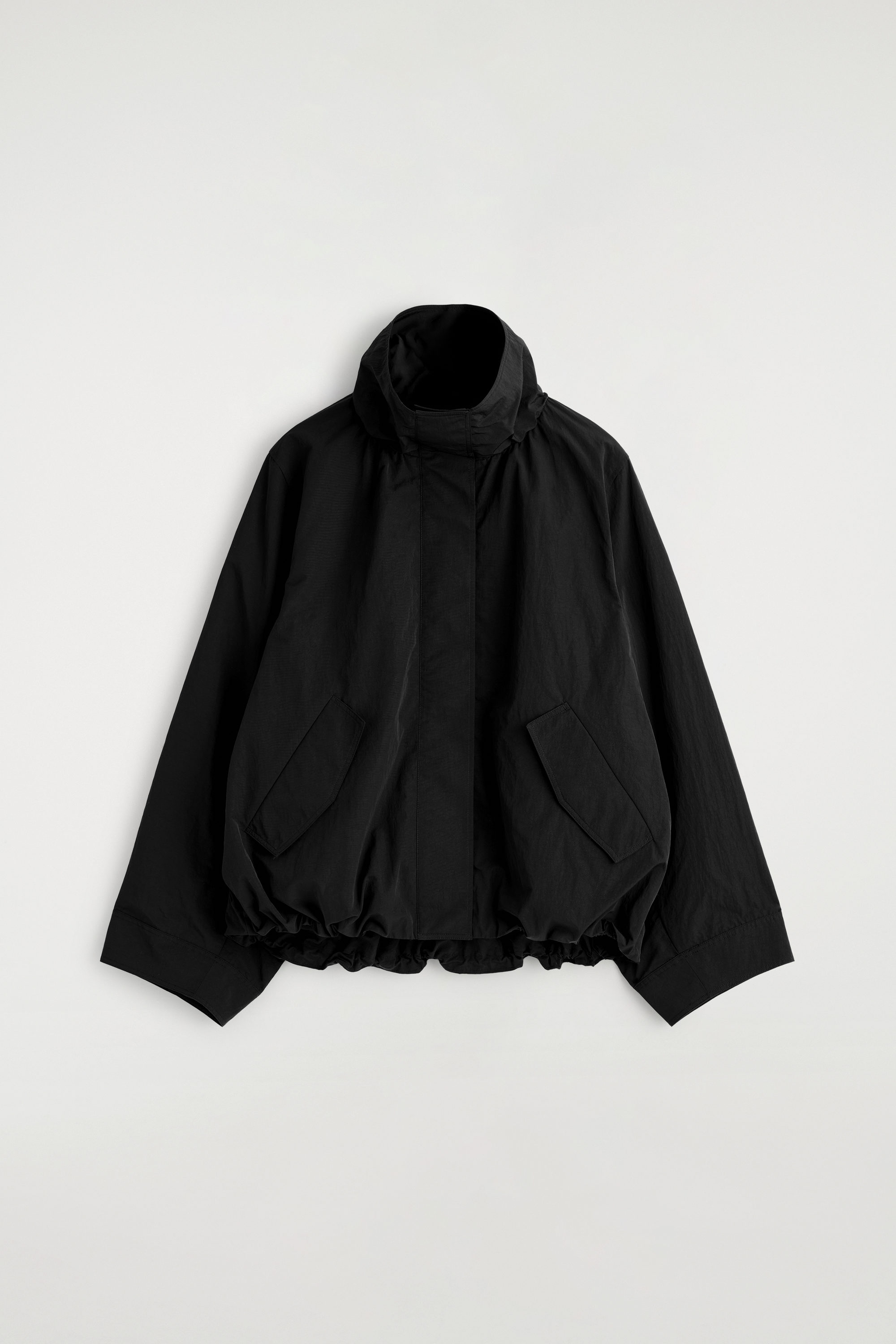 NYLON FUNNEL-NECK JACKET - BLACK | COS