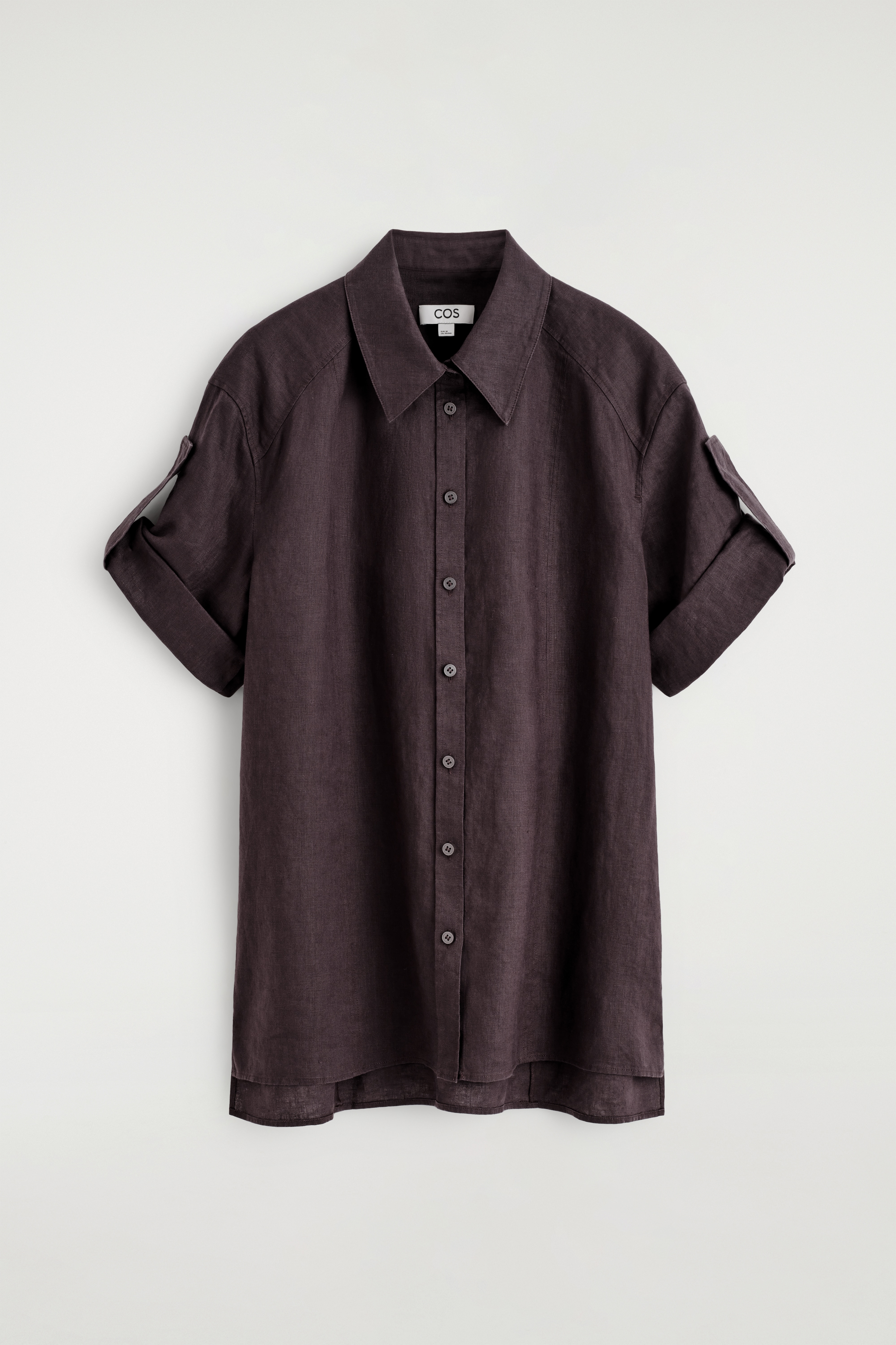 CAMICIA IN LINO CON MANICHE RIPIEGATE - BORDEAUX/BEIGE