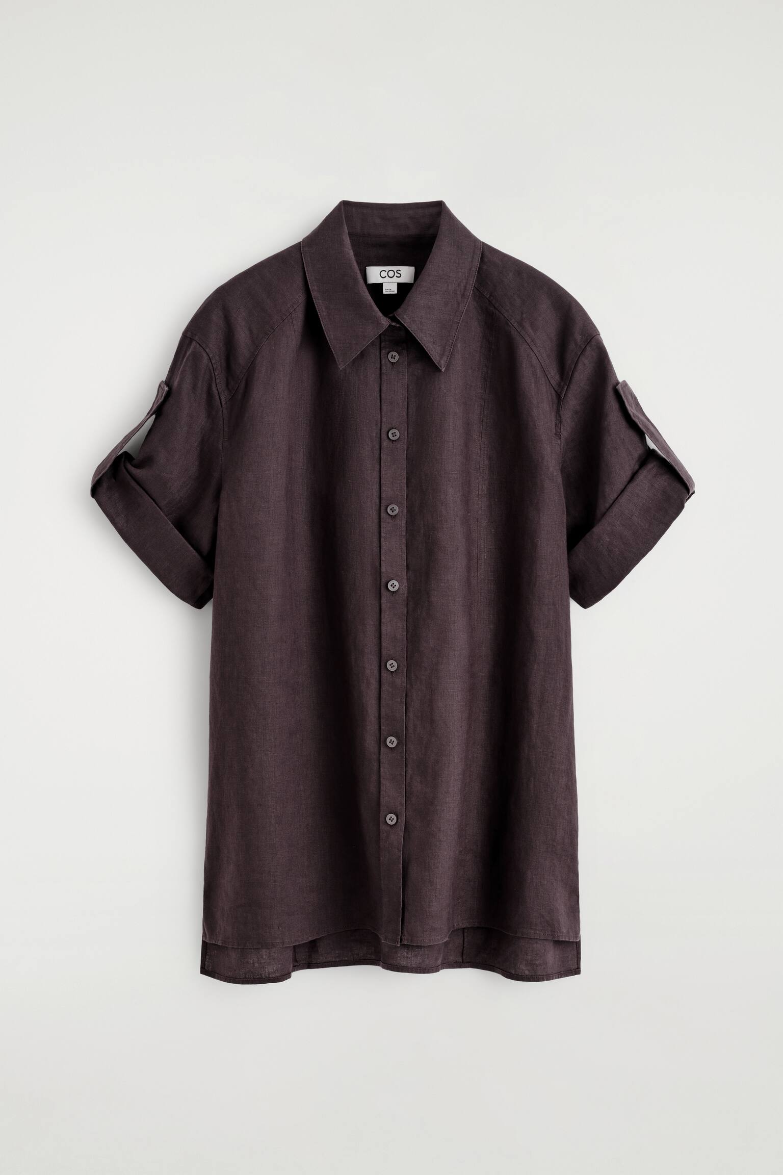 CAMICIA IN LINO CON MANICHE RIPIEGATE - BORDEAUX/BEIGE - 2