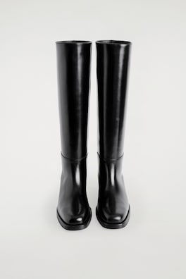 LEATHER KNEE-HIGH BOOTS — BLACK 3