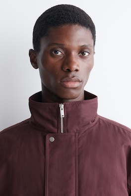 PADDED MOCK-NECK BOMBER JACKET — BURGUNDY 10