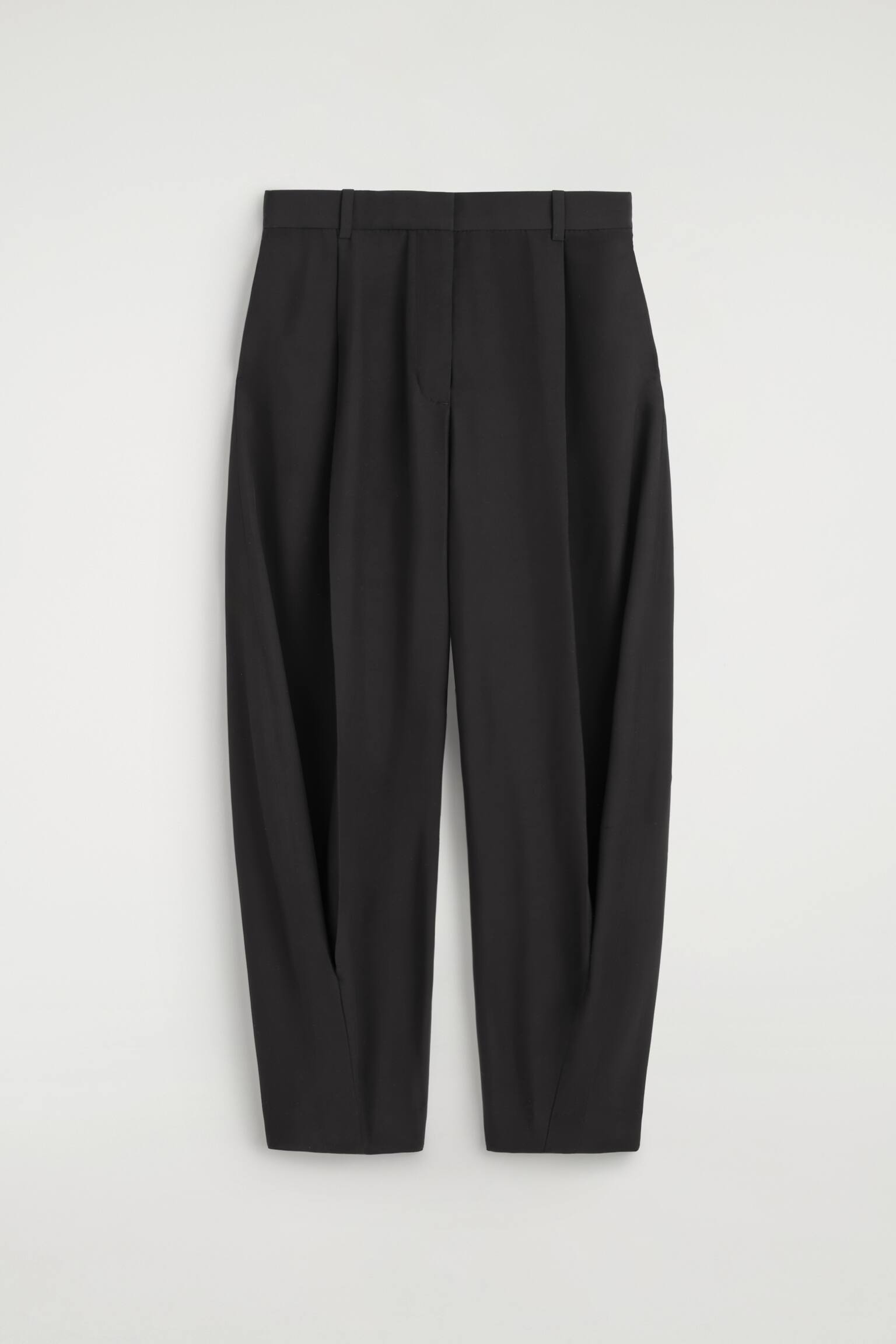 PLEATED BALLOON-LEG TROUSERS - שחור - 1