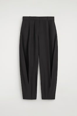 PLEATED BALLOON-LEG PANTS — BLACK 8