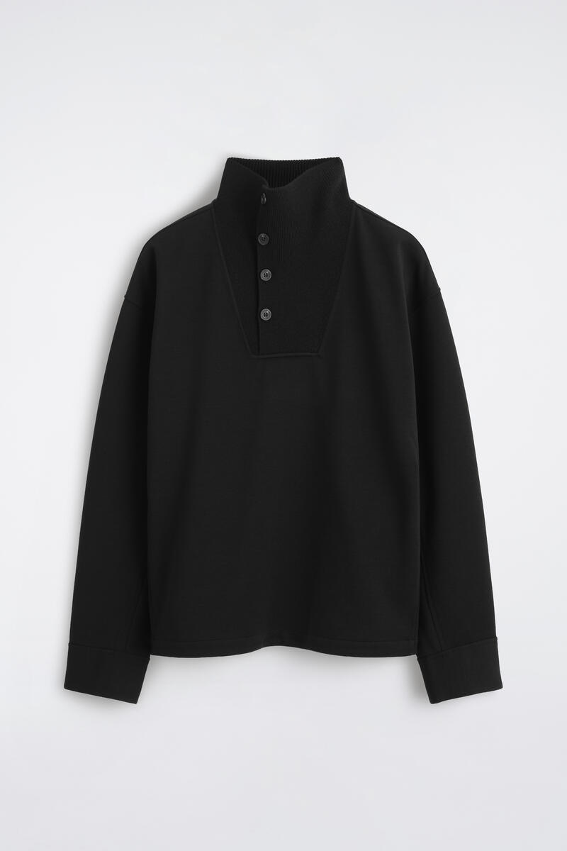 Wool-Jersey Funnel-Neck Sweater