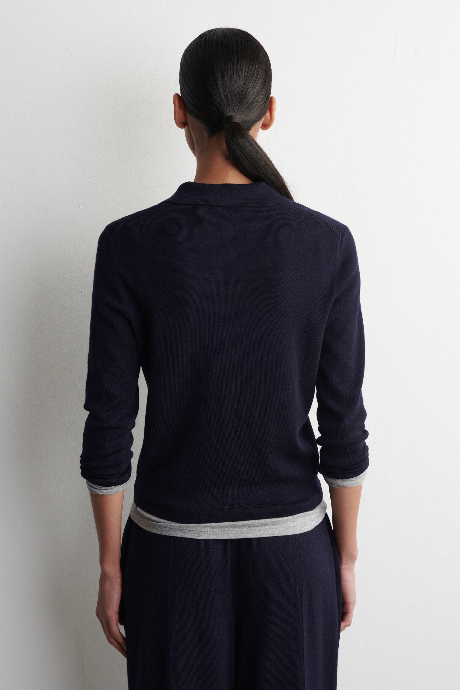 Poloshirt van merinowol met verkorte mouwen - MARINEBLAUW - 7