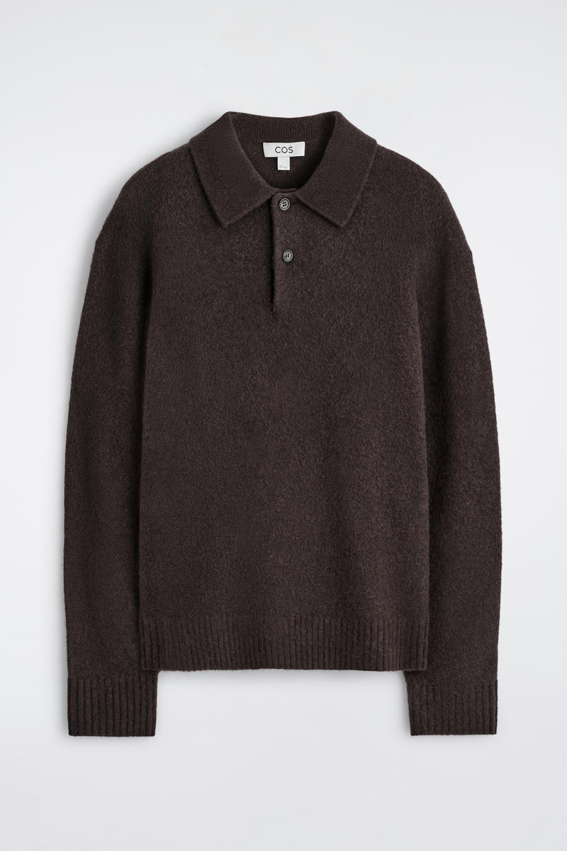 Cos Brushed-wool Polo Shirt In Brown In Brown