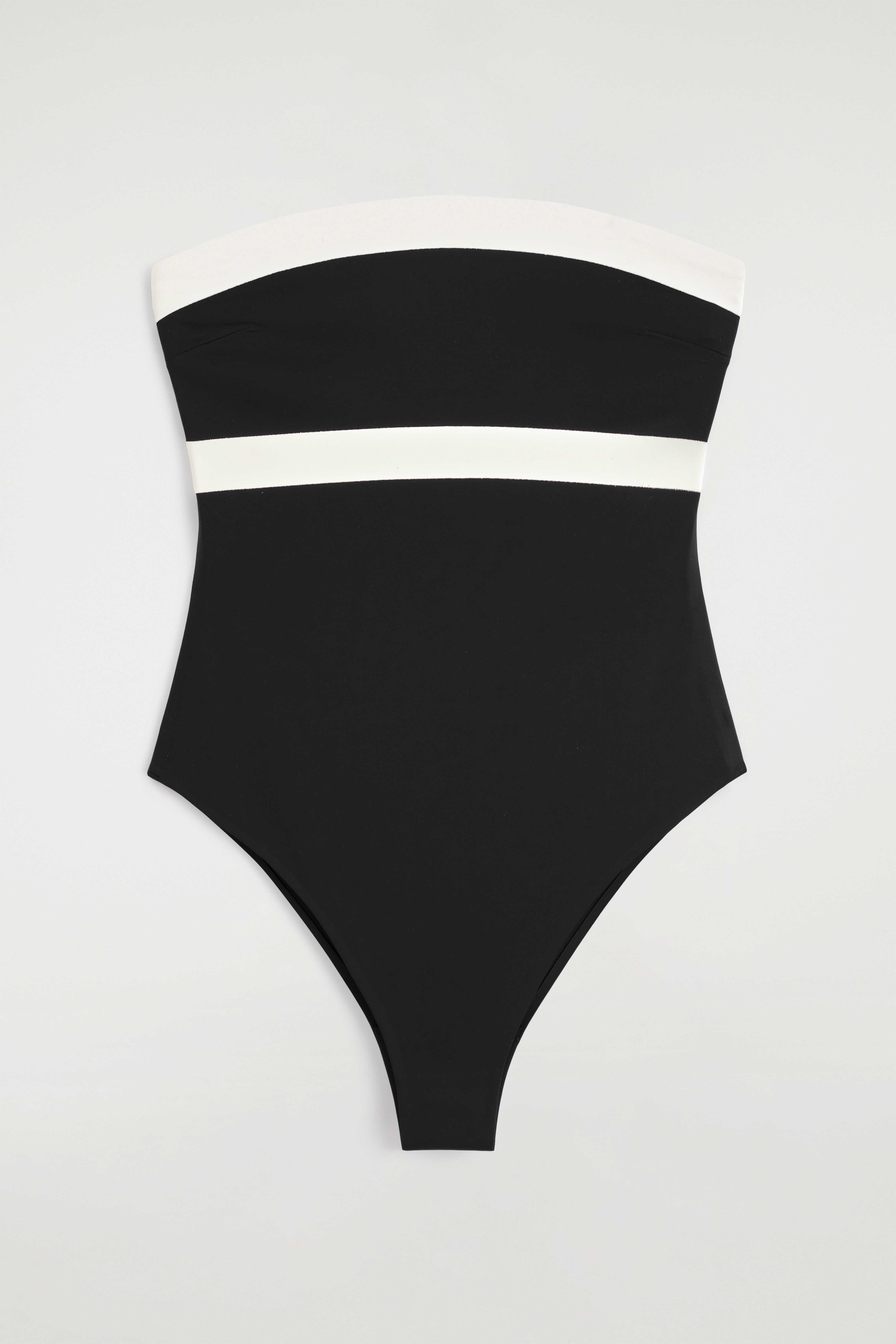 BAÑADOR BANDEAU EFECTO NEOPRENO BLOQUES DE COLOR - NEGRO / CREMA