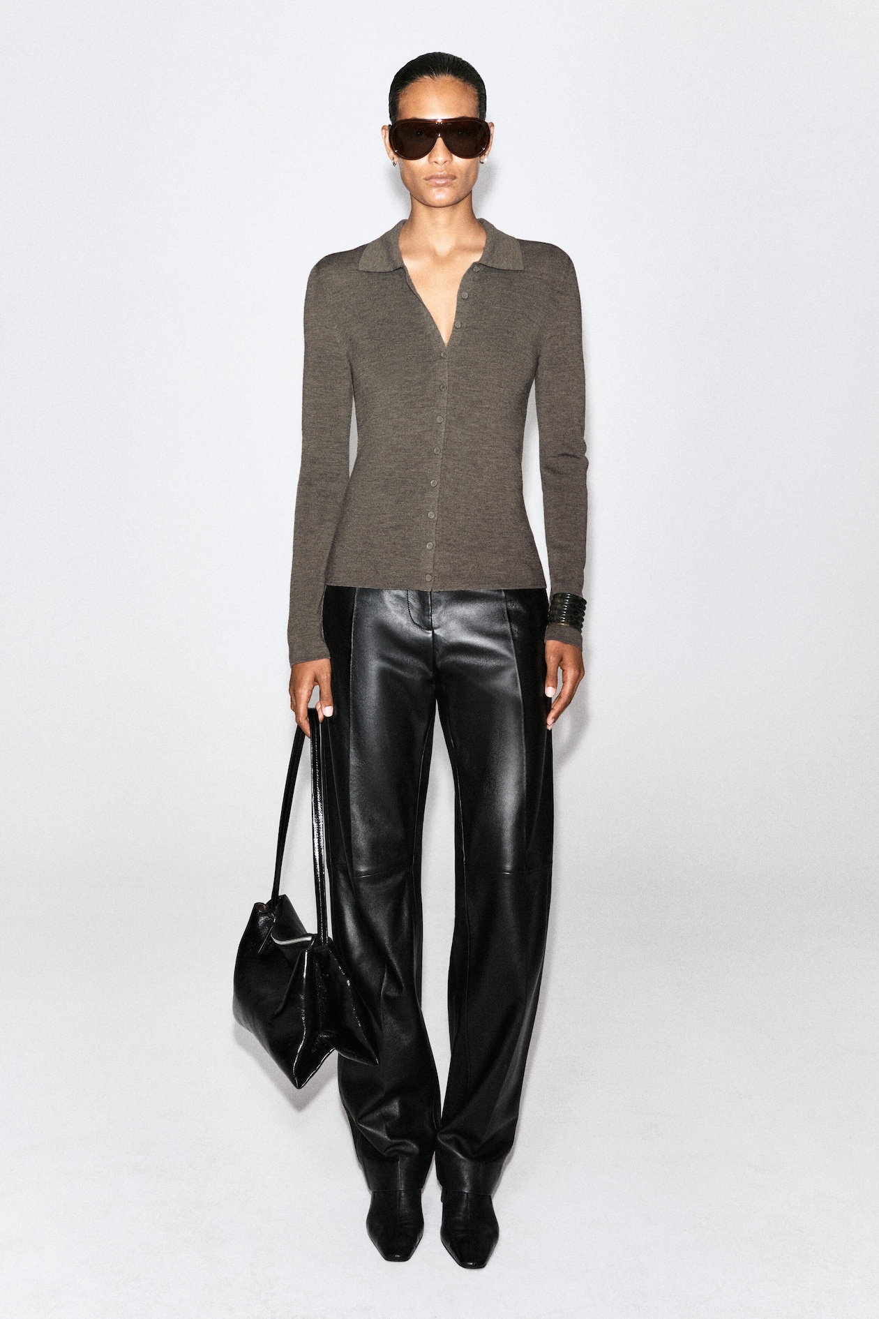 SEAMLESS MERINO WOOL SHIRT — LIGHT-BROWN MÉLANGE