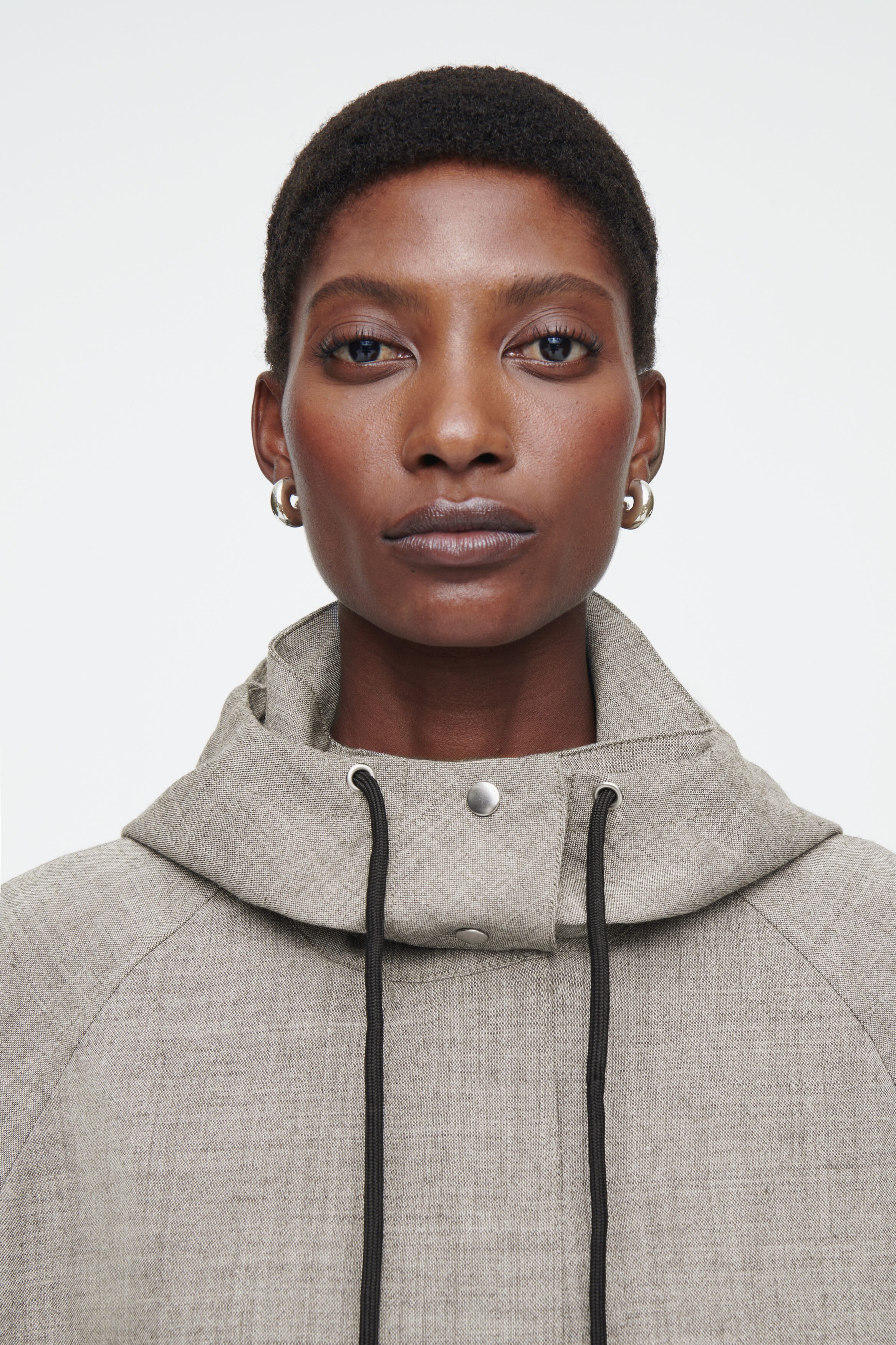 HOODED WOOL UTILITY JACKET - GRAY MÉLANGE | COS