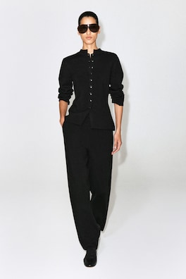 MERINO WOOL-BLEND CARDIGAN — BLACK 2