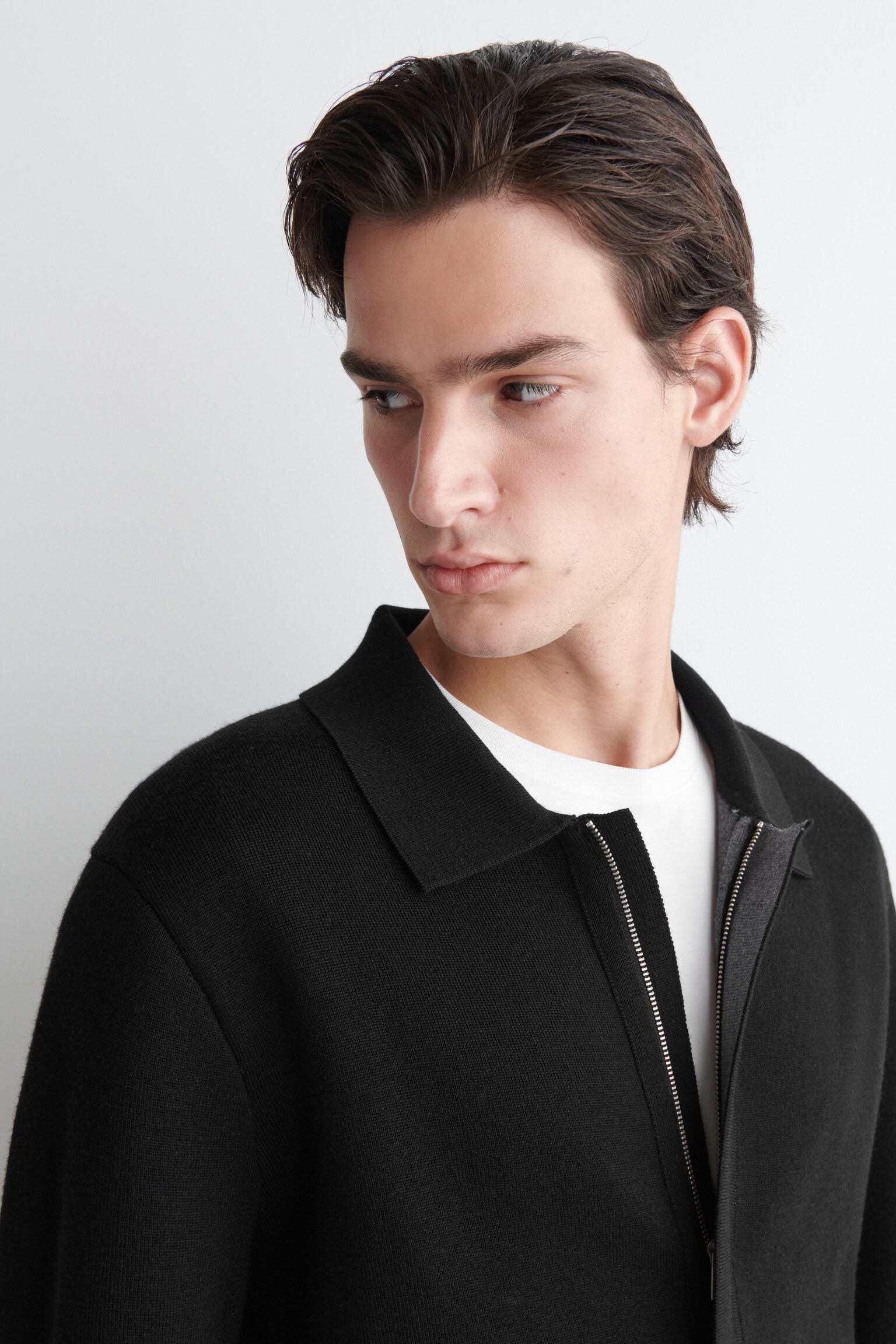 CHAQUETA DE LANA DE DOBLE FAZ - NEGRO - 5