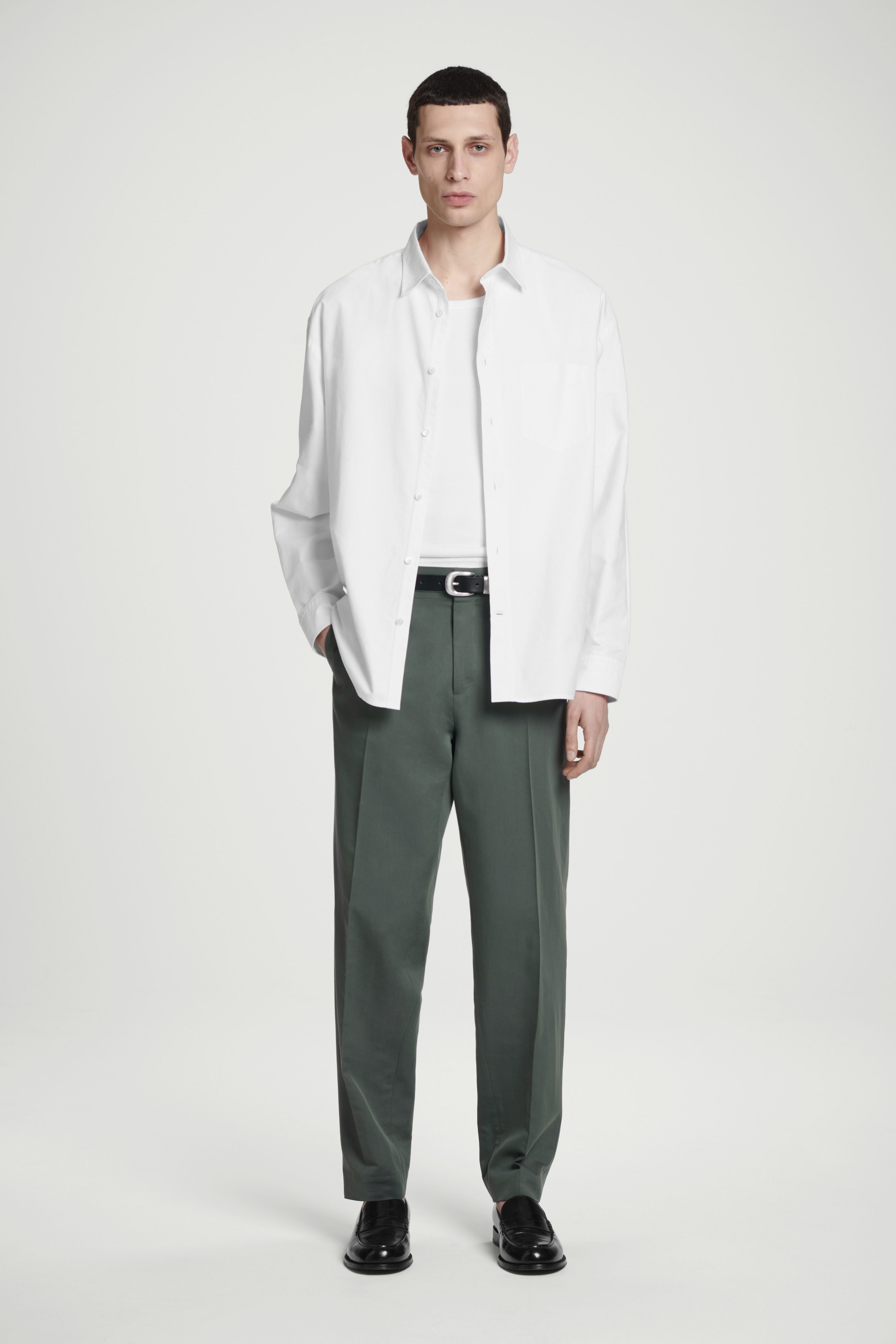 PANTALÓN DE TRAJE STRAIGHT-FIT - VERDE OSCURO/AZUL MARINO