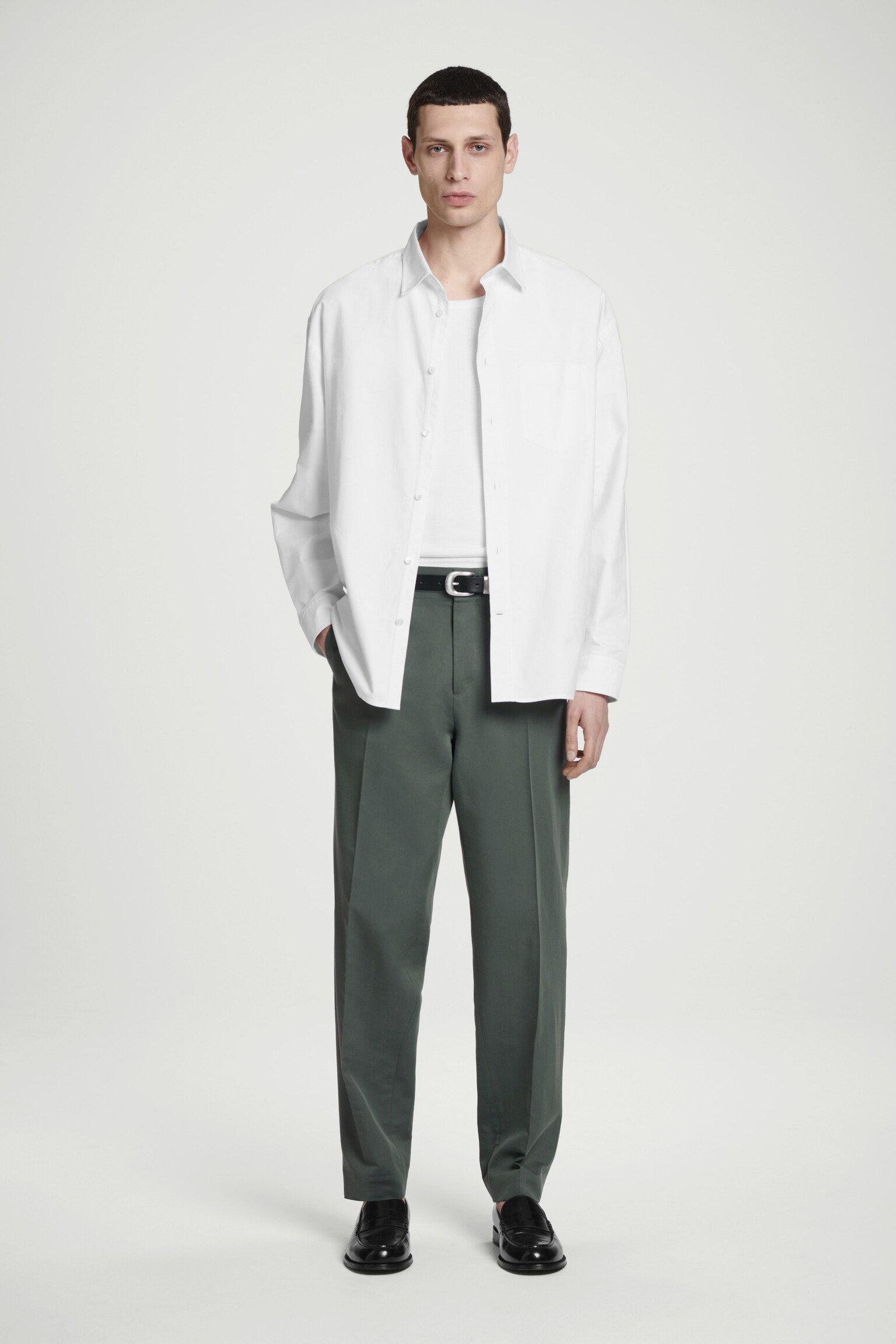 Op maat gemaakte rechte broek - DONKER GROEN/MARINEBLAUW