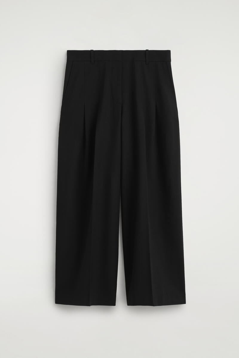 Pleated Wool-Blend Wide-Leg Pants