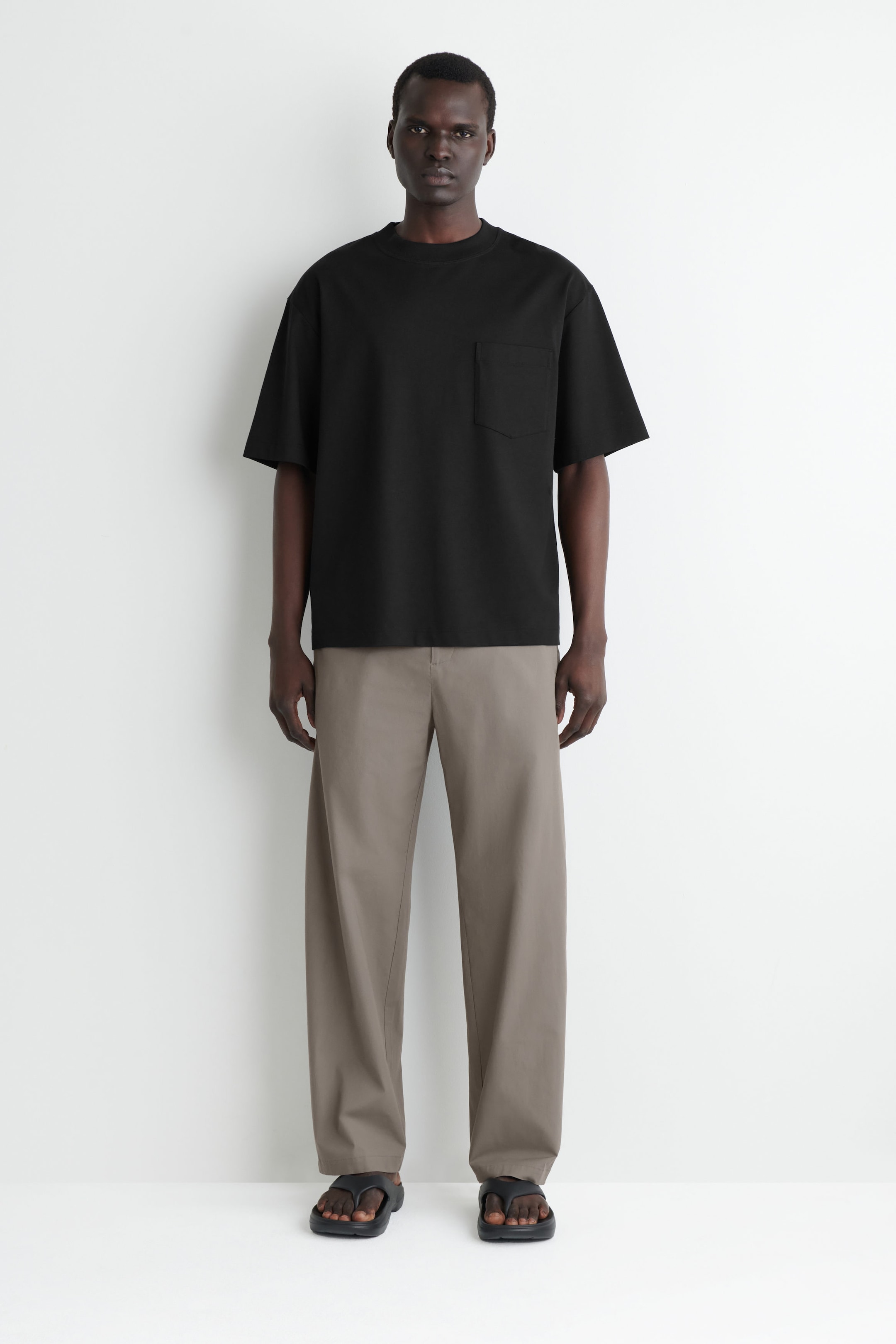 COTTON BARREL-LEG TROUSERS