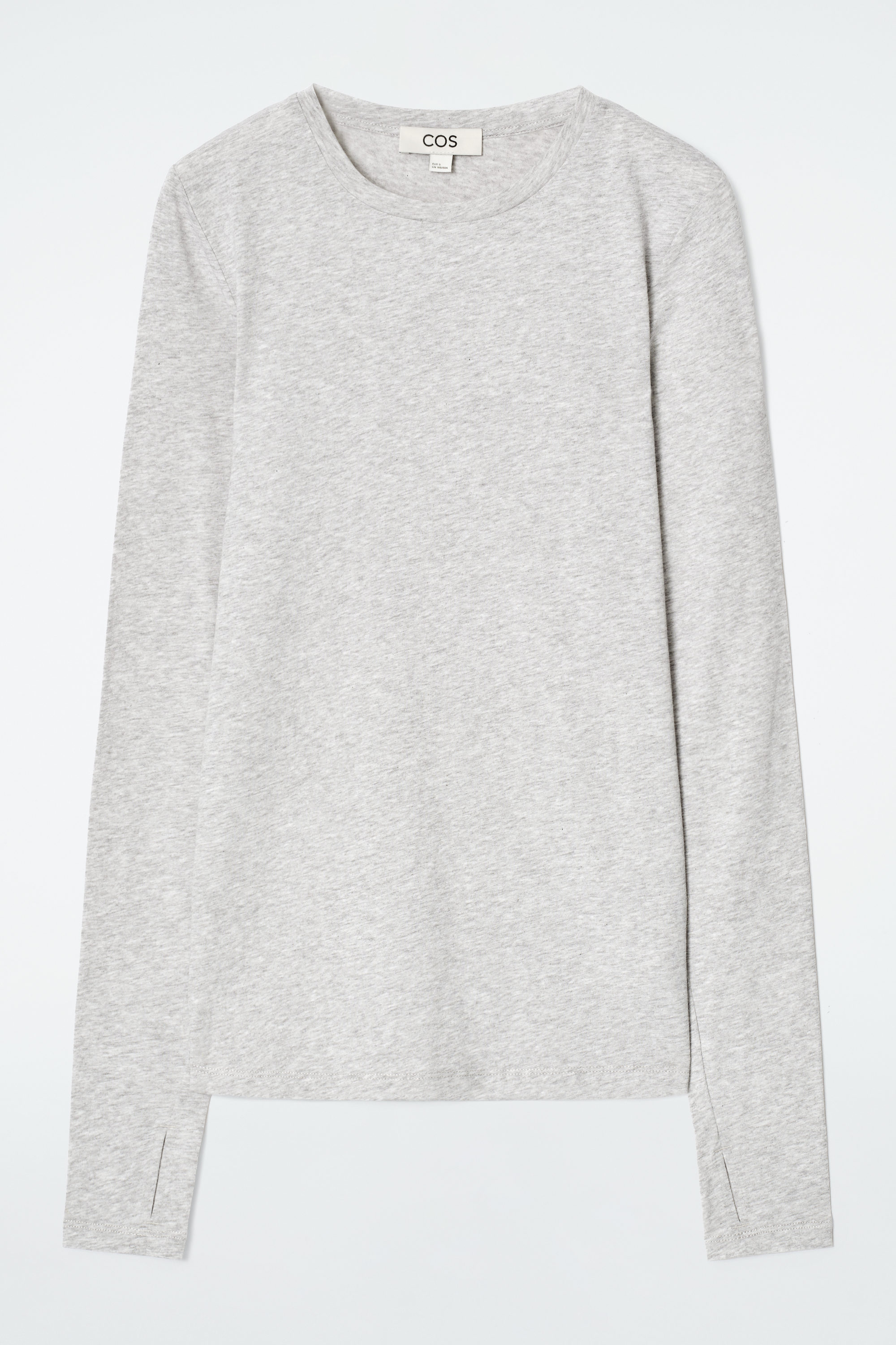 OMMO MA-1 SLEEVE TOP グレー SLIM LIGHTWEIGHT LONG-SLEEVED TOP - GRAY MÉLANGE | COS