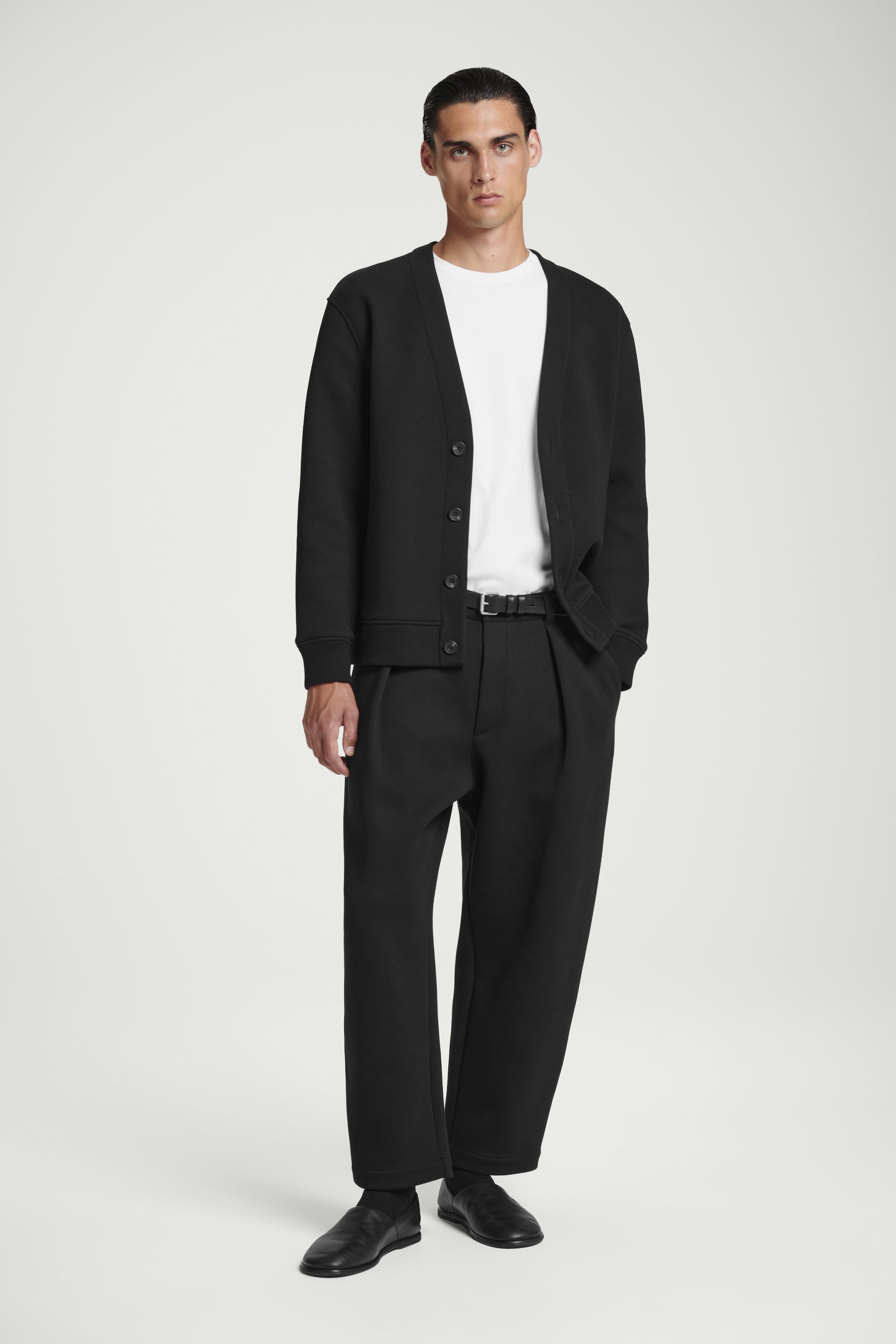 SCUBA-JERSEY BARREL-LEG PANTS