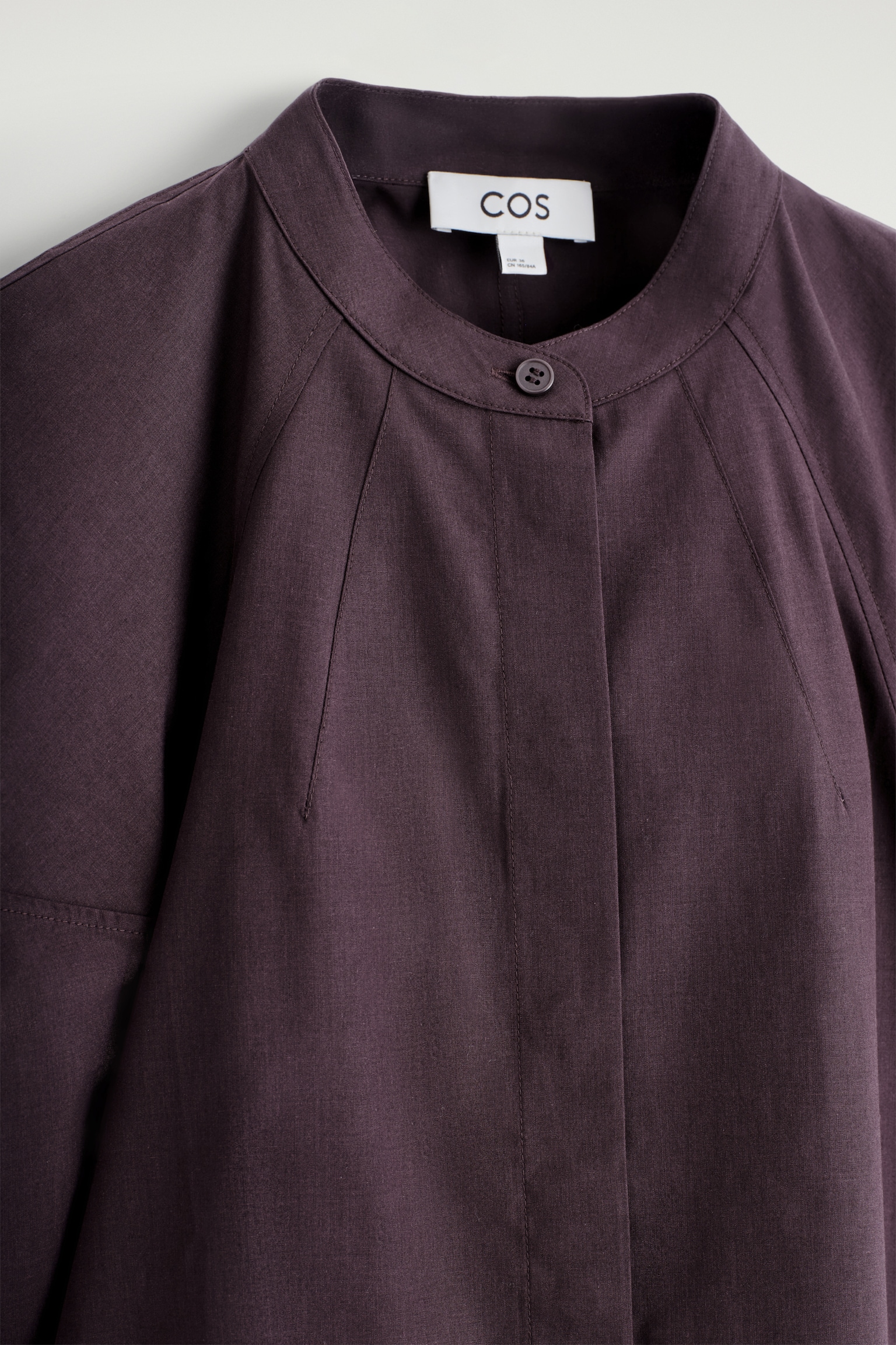 PUFF-SLEEVE COTTON BLOUSE - PLUM/LIGHT TURQUOISE - 4