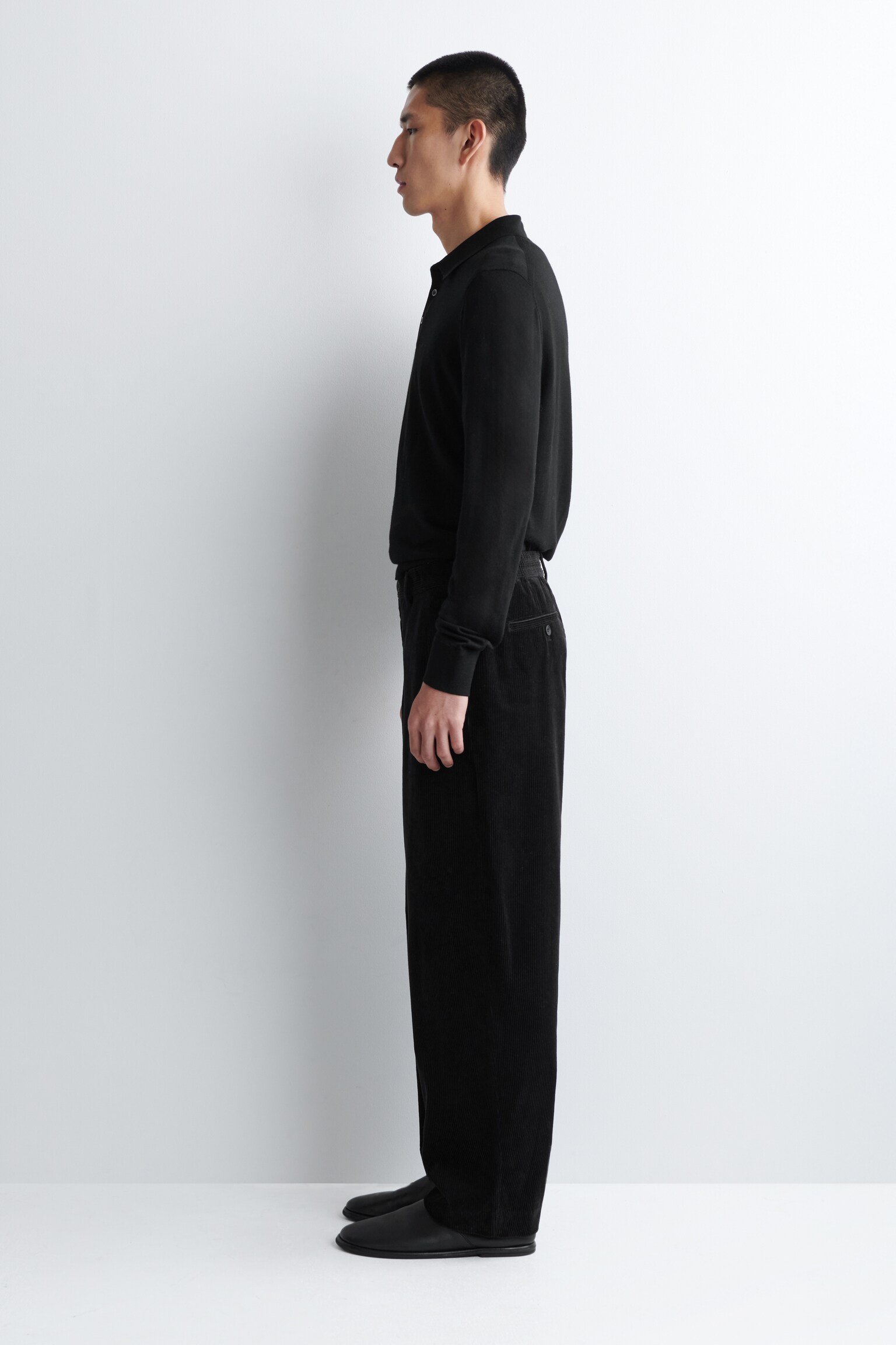 PANTALONES DE PANA DE PERNERAS ANCHAS - NEGRO/TURQUESA OSCURO - 5