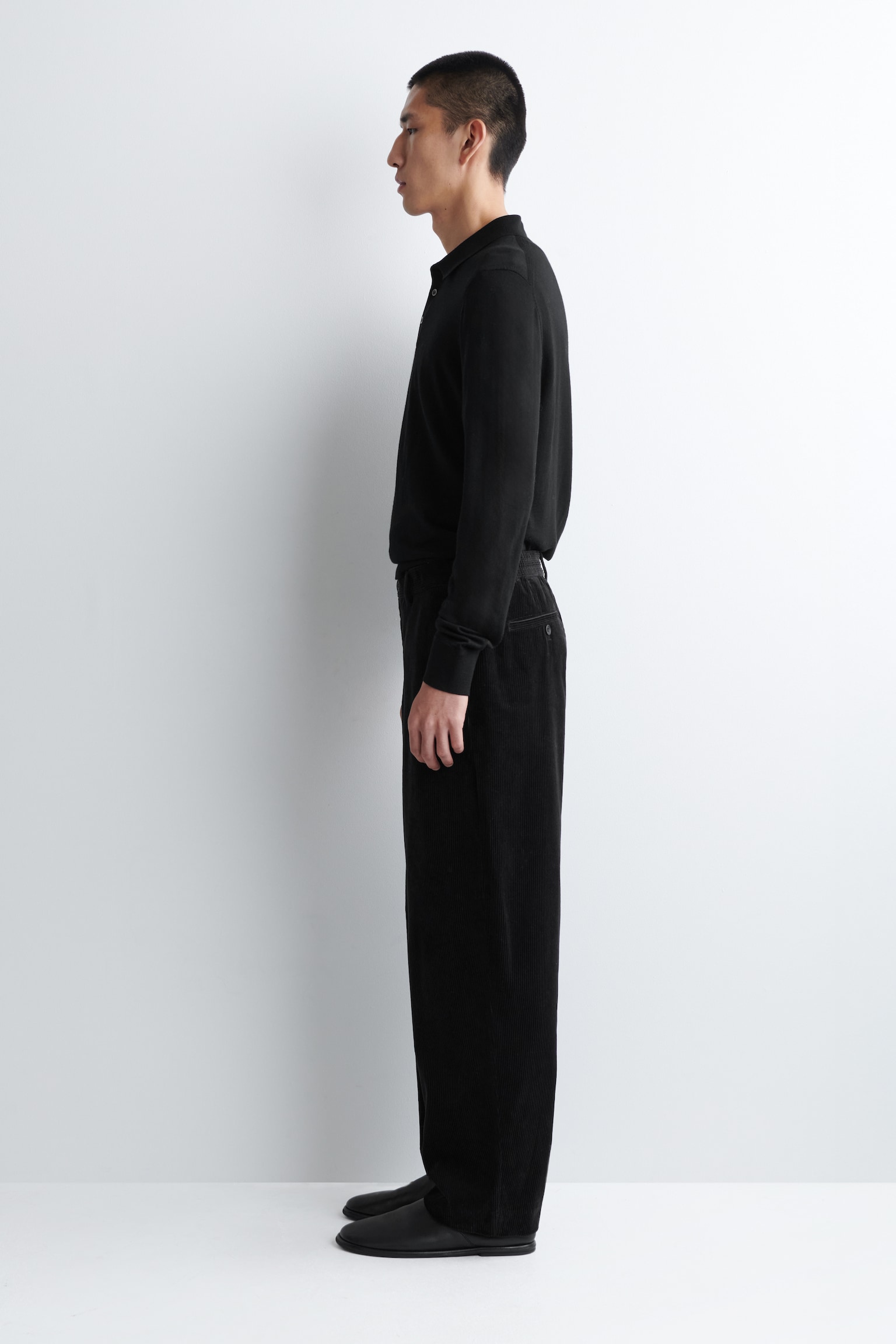 PANTALON LARGE EN VELOURS CÔTELÉ - NOIR/TURQUOISE FONCÉ - 7