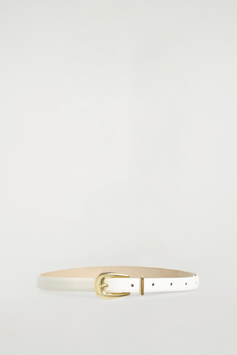 Sculpted-Buckle Leather Belt