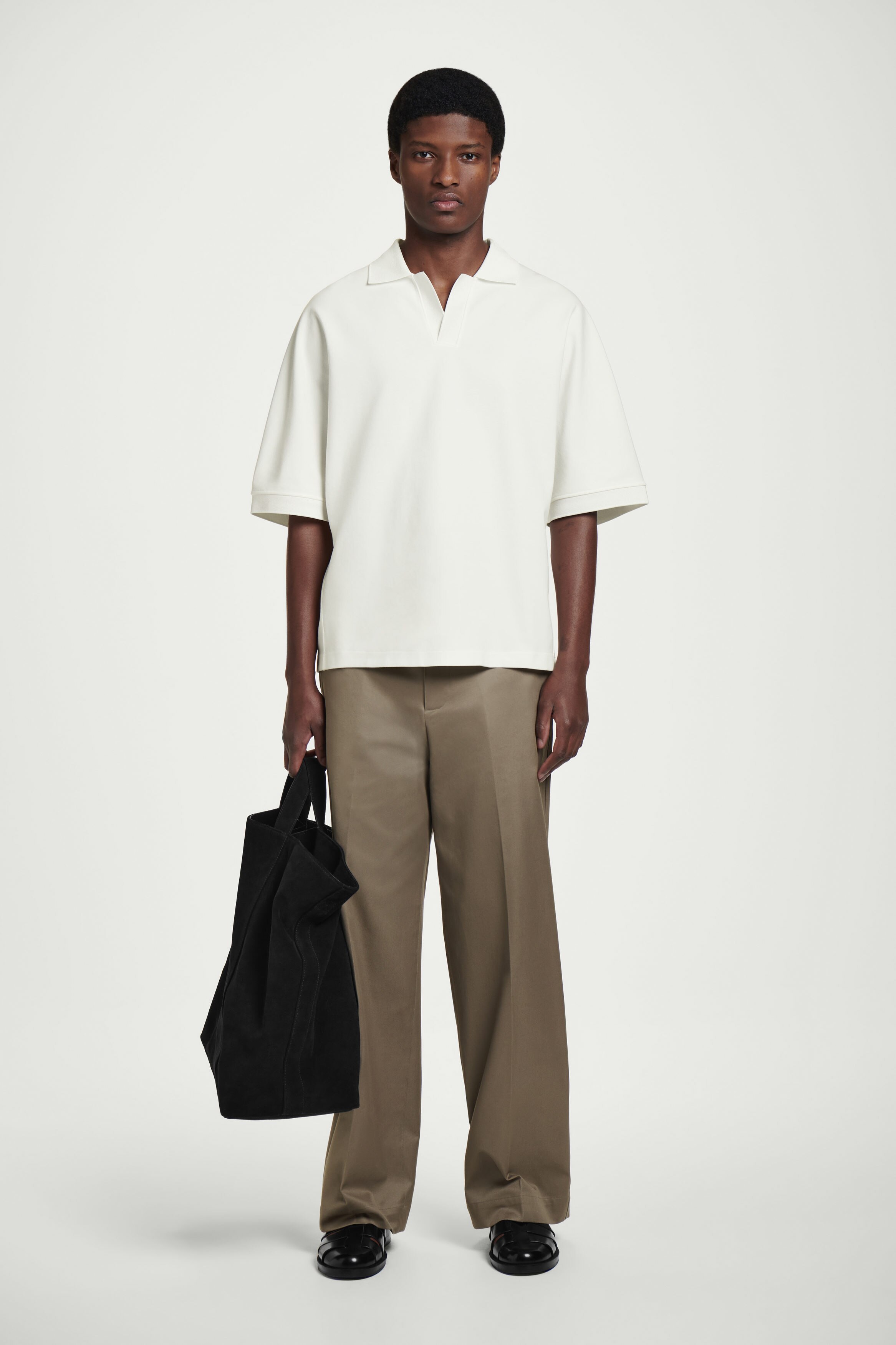 さらに100円引き◆ ◆Open Collar Polo T-Shirt White Premium Cotton Polo Shirt SS25 27902811 | Zegna CZ