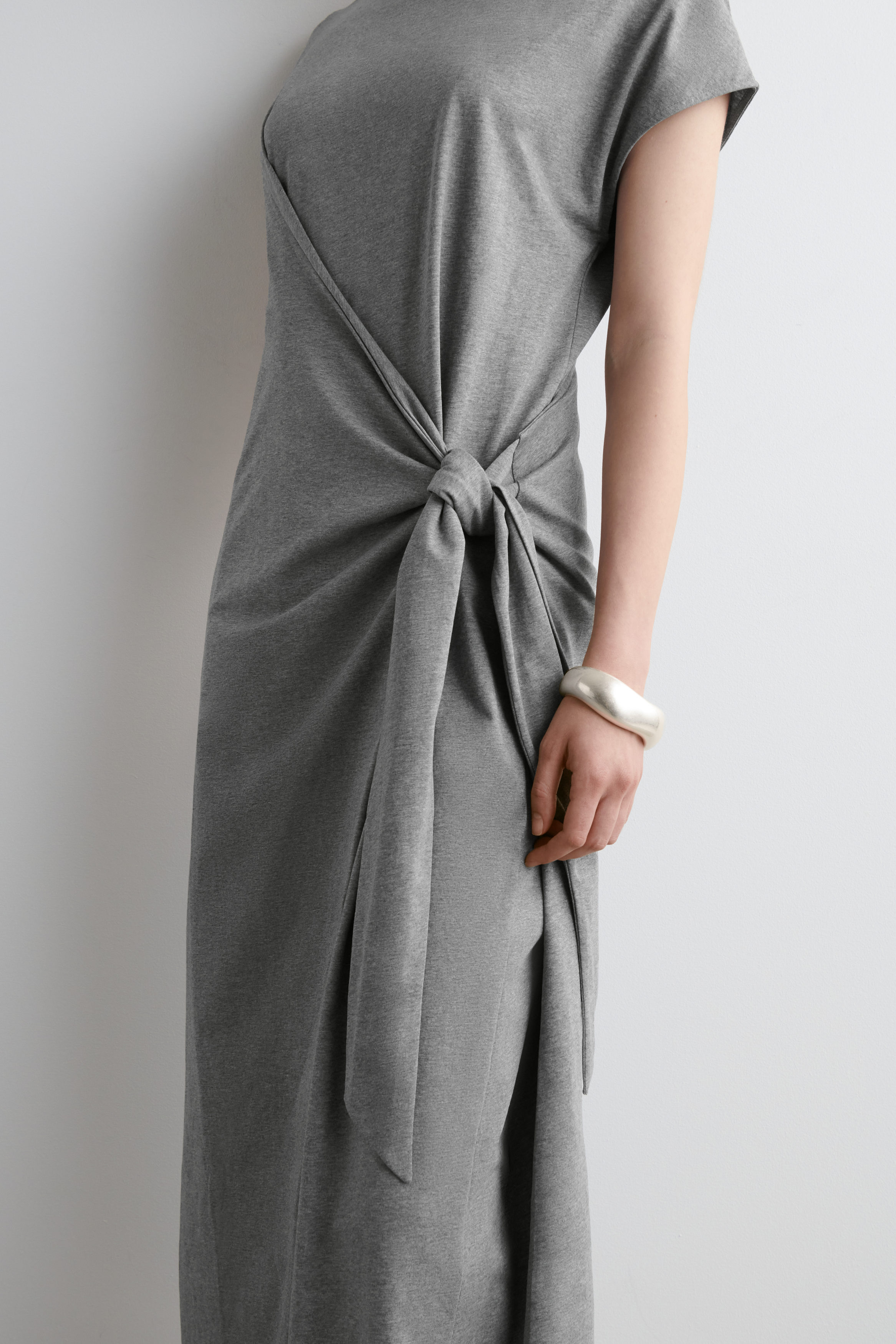 WRAP-FRONT T-SHIRT DRESS - GRAY | COS