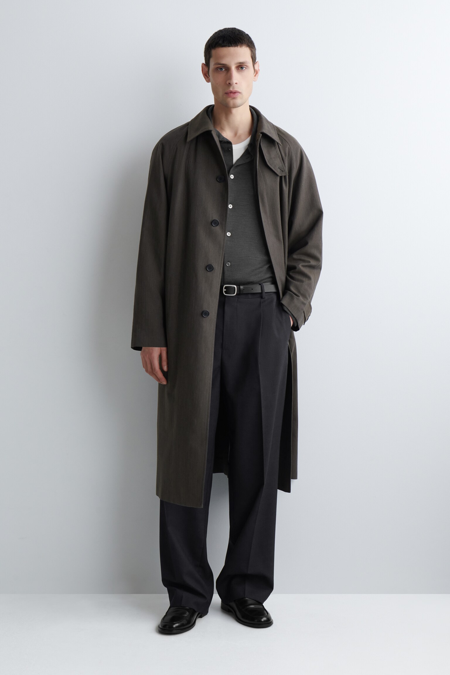 WOOL-BLEND JERSEY SHIRT - DARK-GREY MÉLANGE/NAVY MÉLANGE - 6
