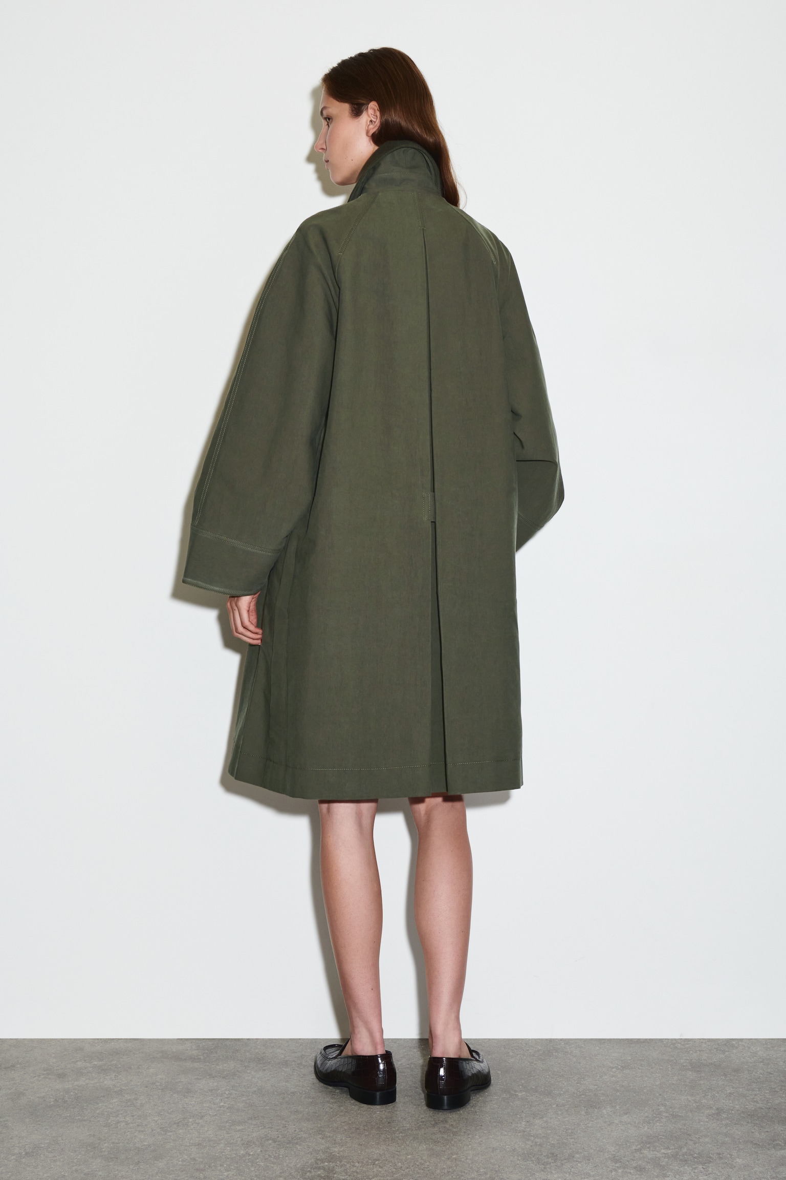 CAPPOTTO CORTO CON FINITURE IN LANA - KAKI SCURO - 8